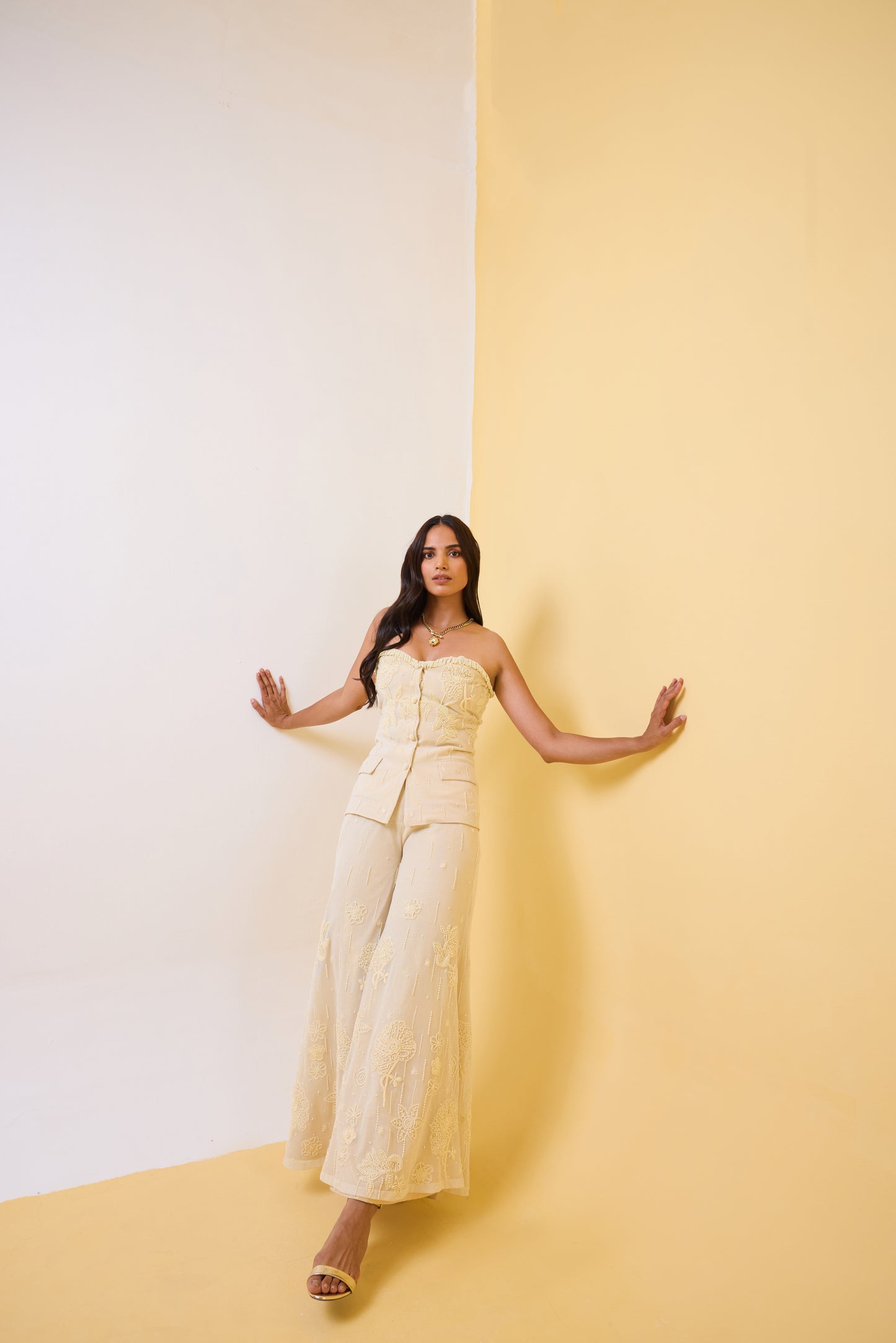 The Ivory Tulle Bustier Sharara Set
