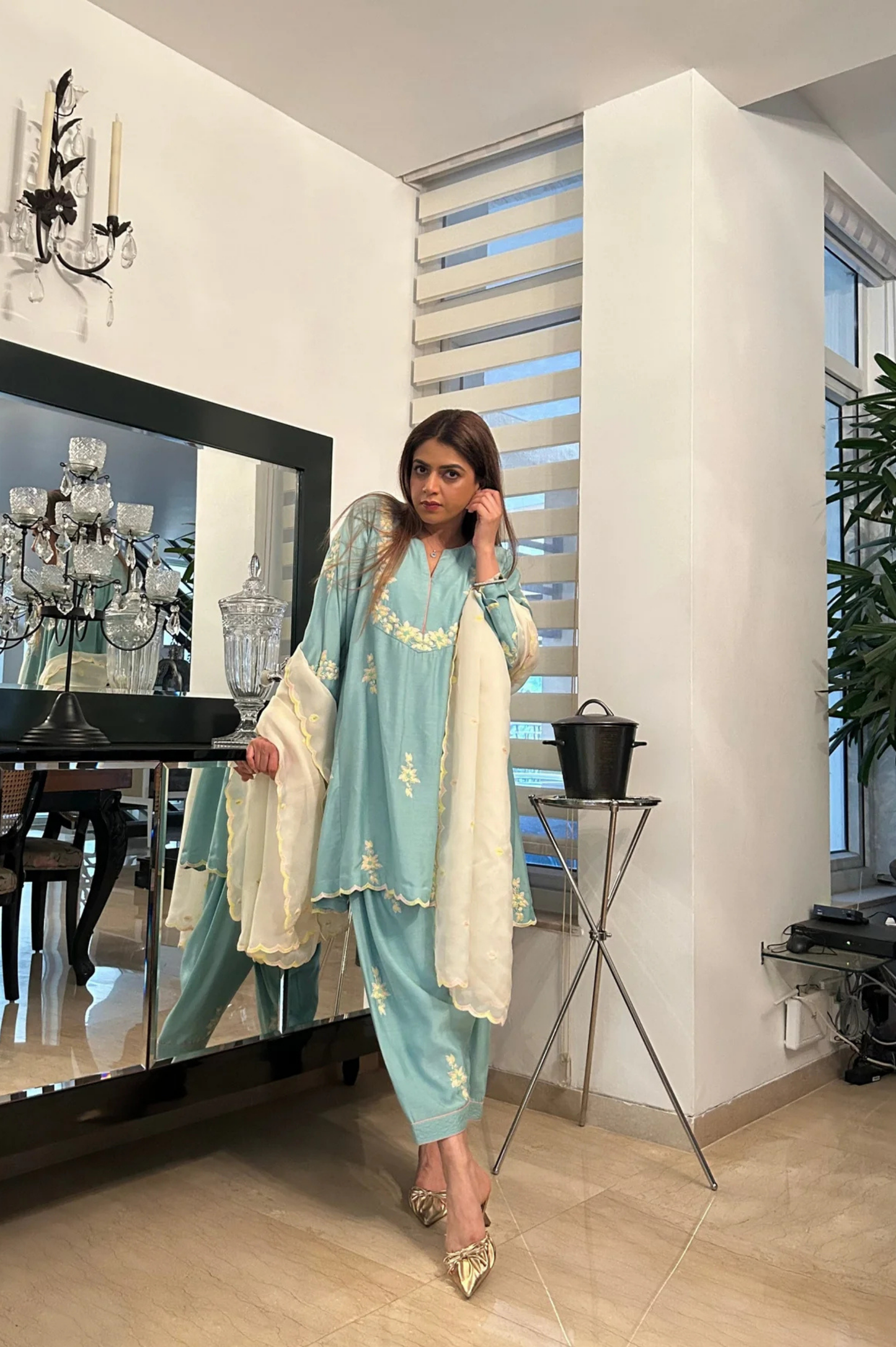 The Ethereal Blue Flared Kurta & Salwar Set