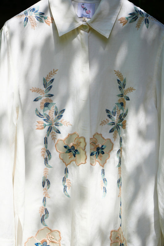 Oversize ivory linen shirt