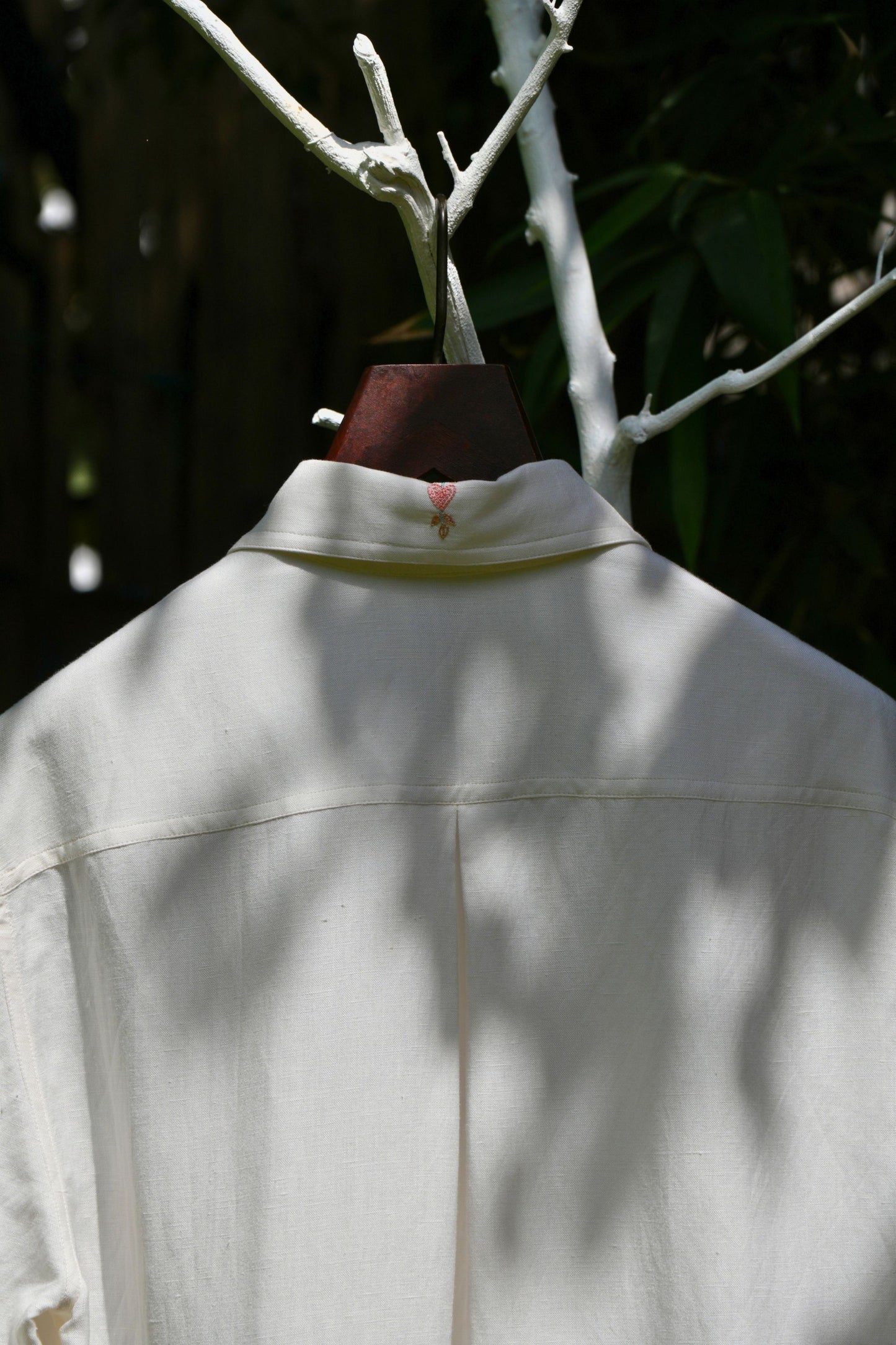 Oversize atelier yoke ivory linen shirt