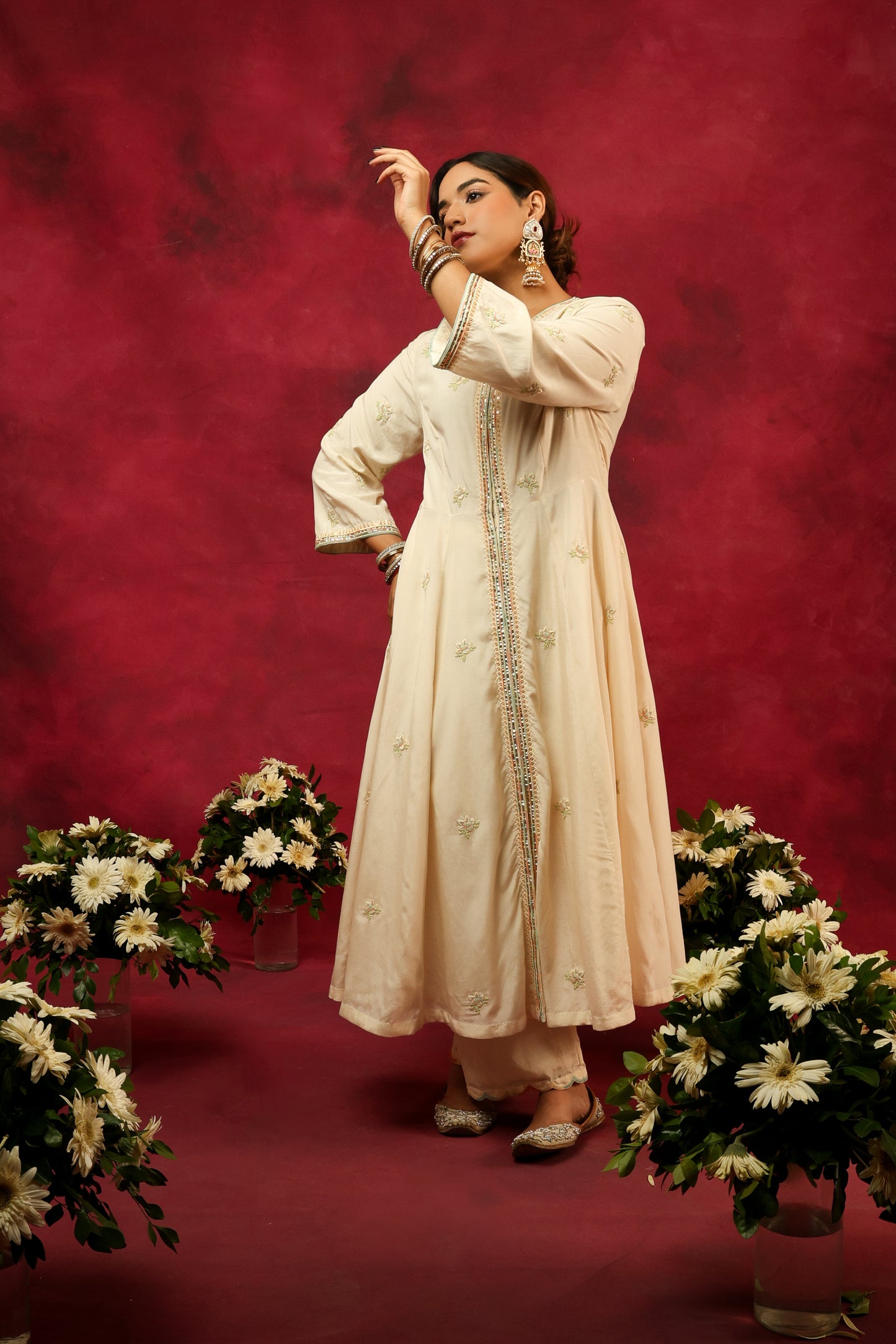 The Eternal Ivory Anarkali Set
