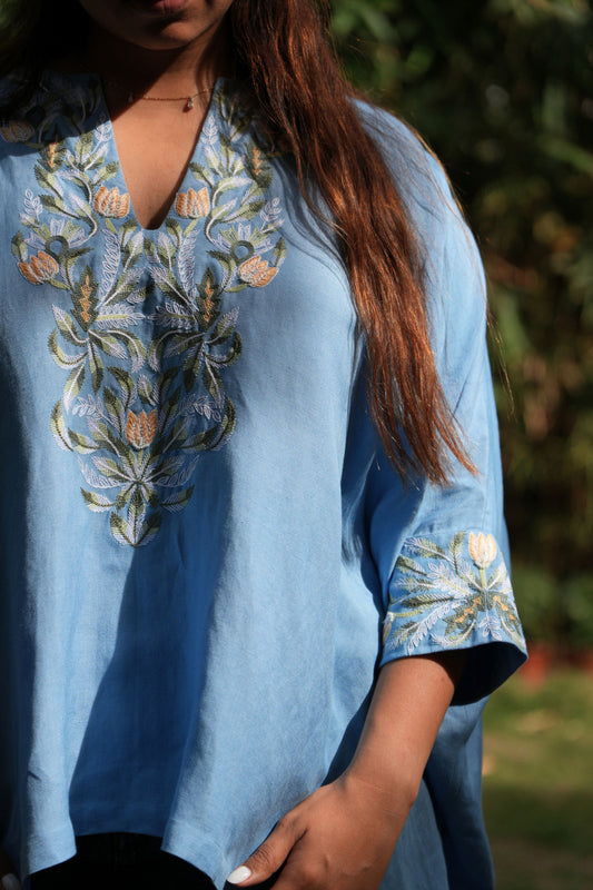 Handcrafted embroidery kaftan-top