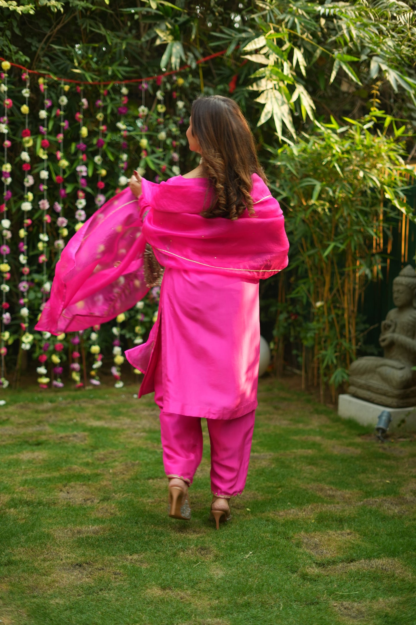 The Eternal Pink Fuchsia Curved Neckline Kurta Set