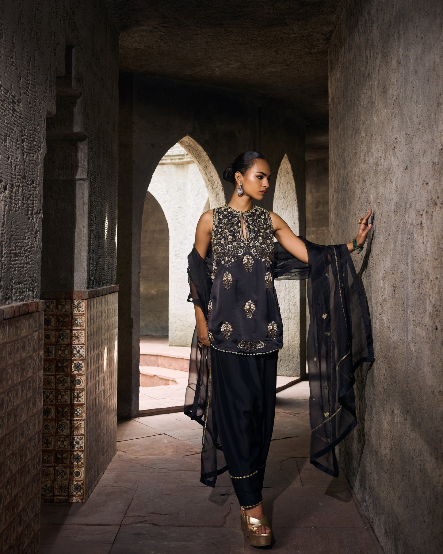 The Eternal Rich Black Kurti & Salwar Set
