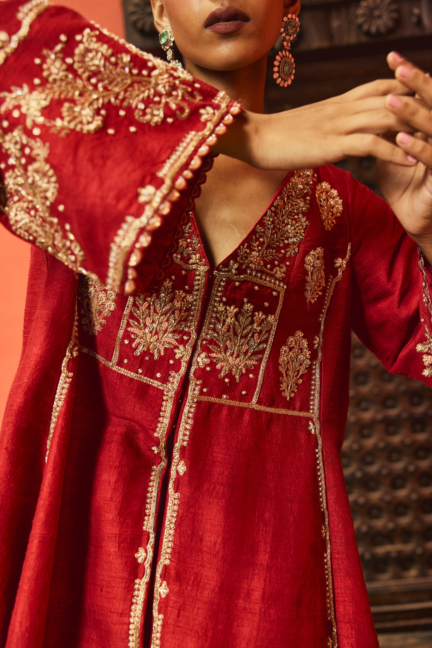 The Eternal Ruby Red Flowy Kurta & Sharara Set