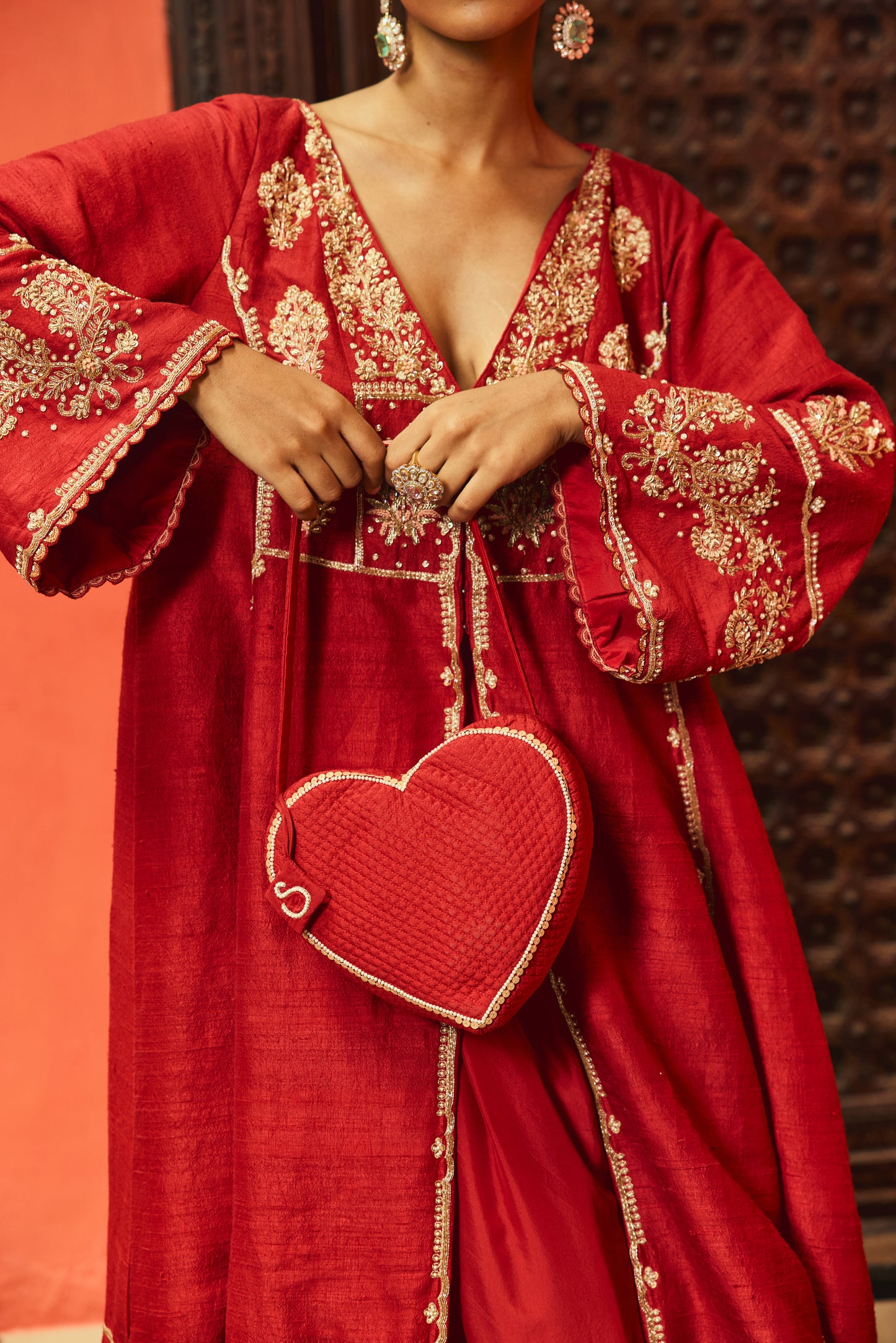 The Eternal Ruby Red Flowy Kurta & Sharara Set