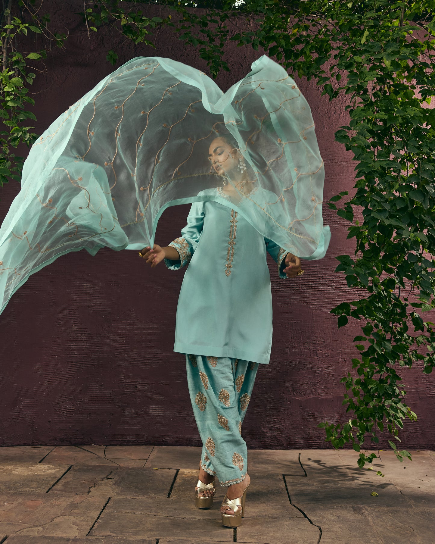 The Eternal Aqua Blue Classic Kurta & Salwar Set
