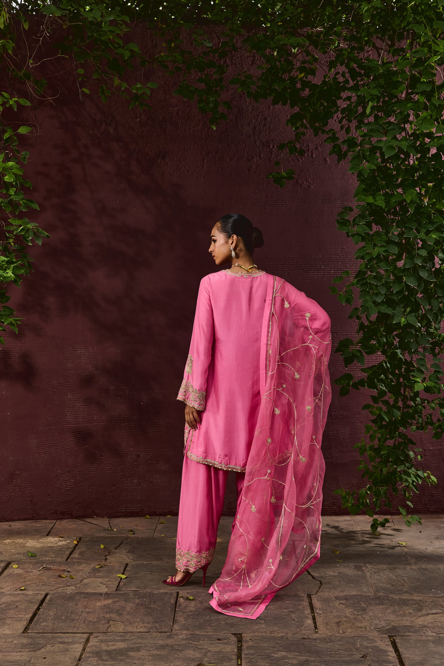 The Eternal Rose-Pink Front Open Kurta & Salwar Set