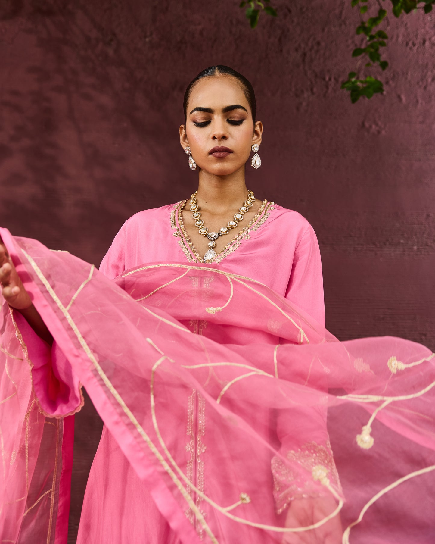 The Eternal Rose-Pink Front Open Kurta & Salwar Set