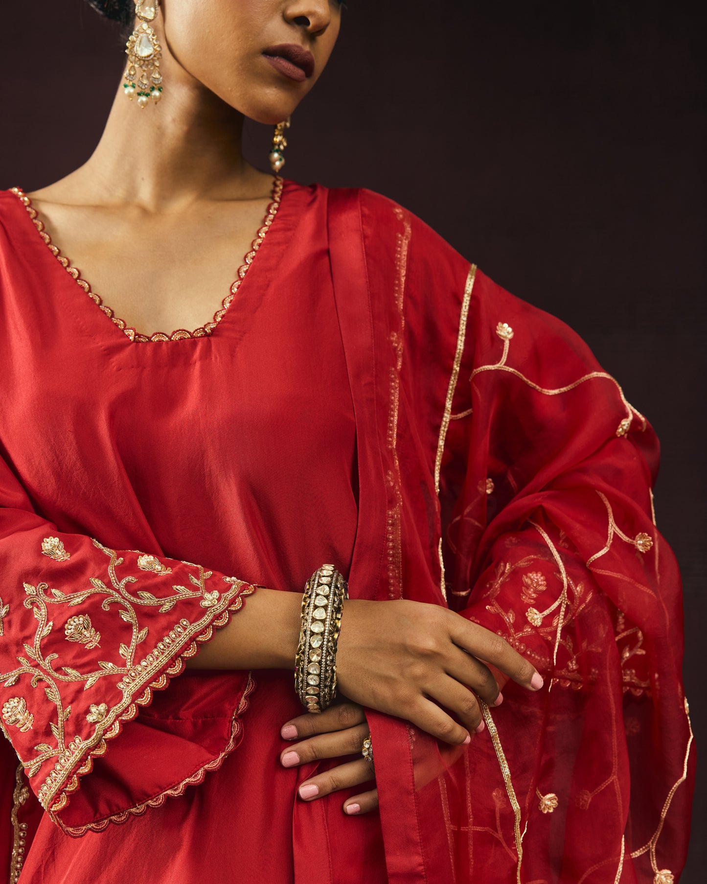 The Eternal Ruby Red Flared Kurta & Salwar Set