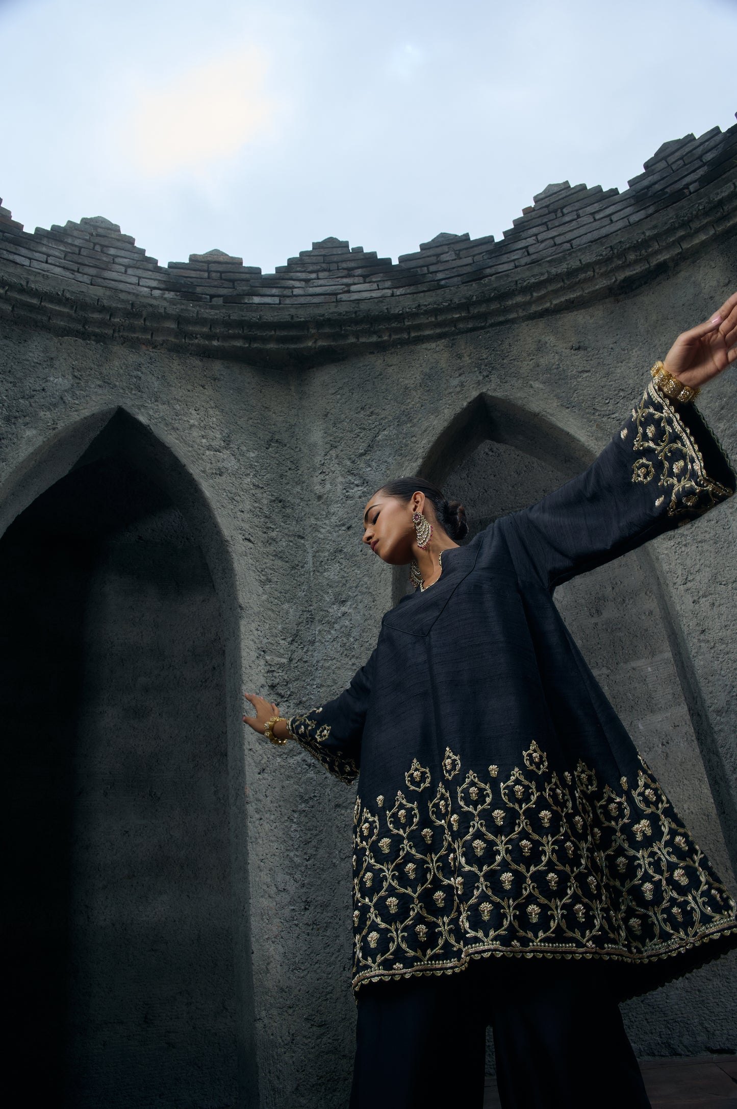 The Eternal Black Flowy Kurta & Salwar Set