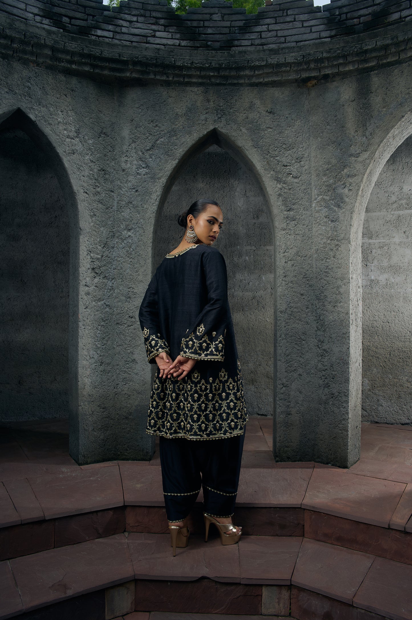 The Eternal Black Flowy Kurta & Salwar Set