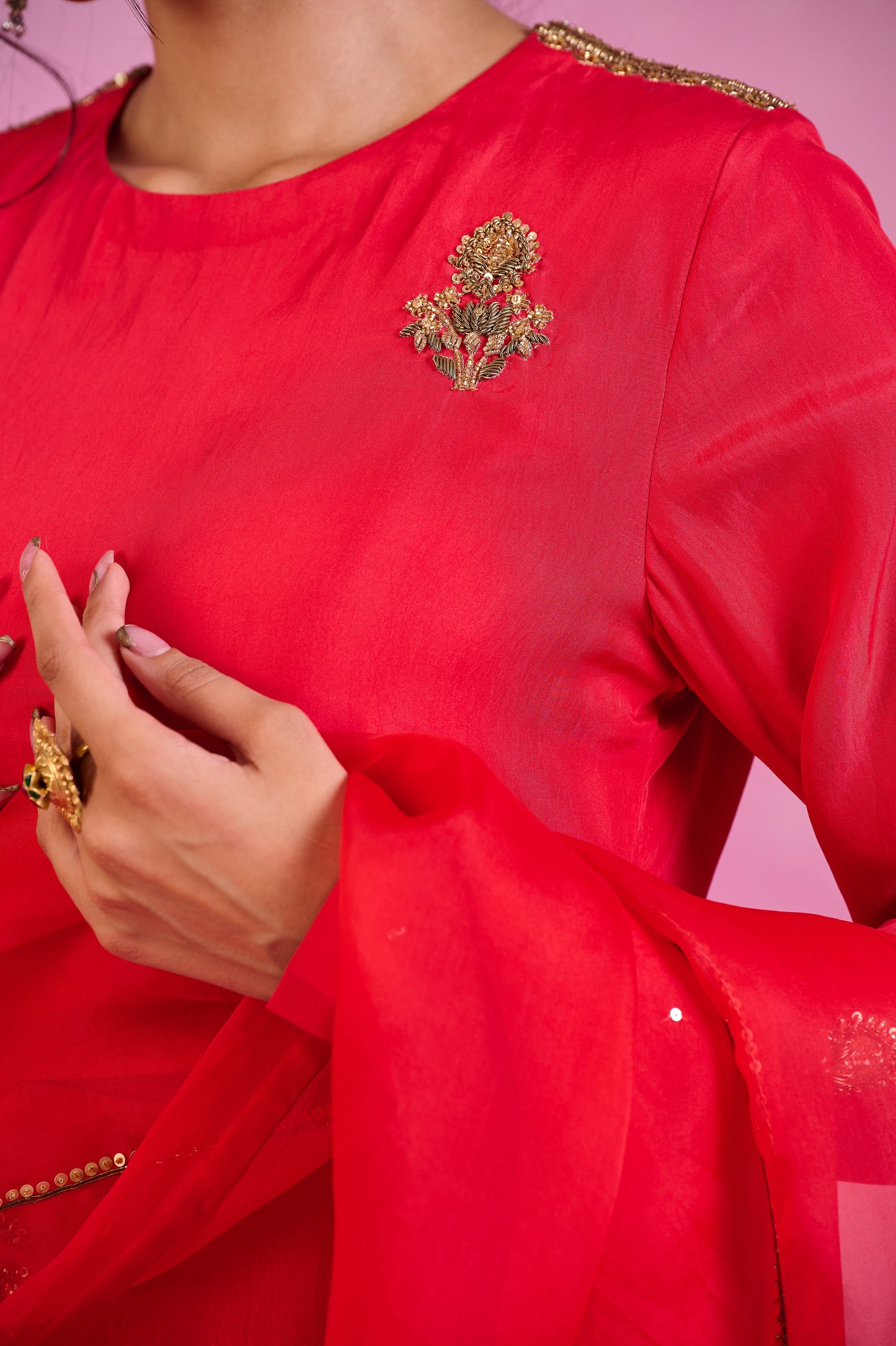 The Eternal Scarlet-Red kurta set