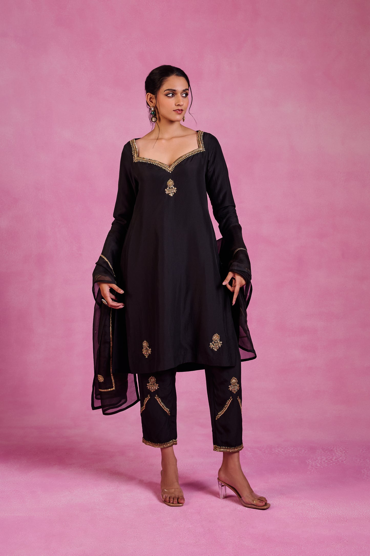 The Eternal Black-Ebony A-Line Kurta set