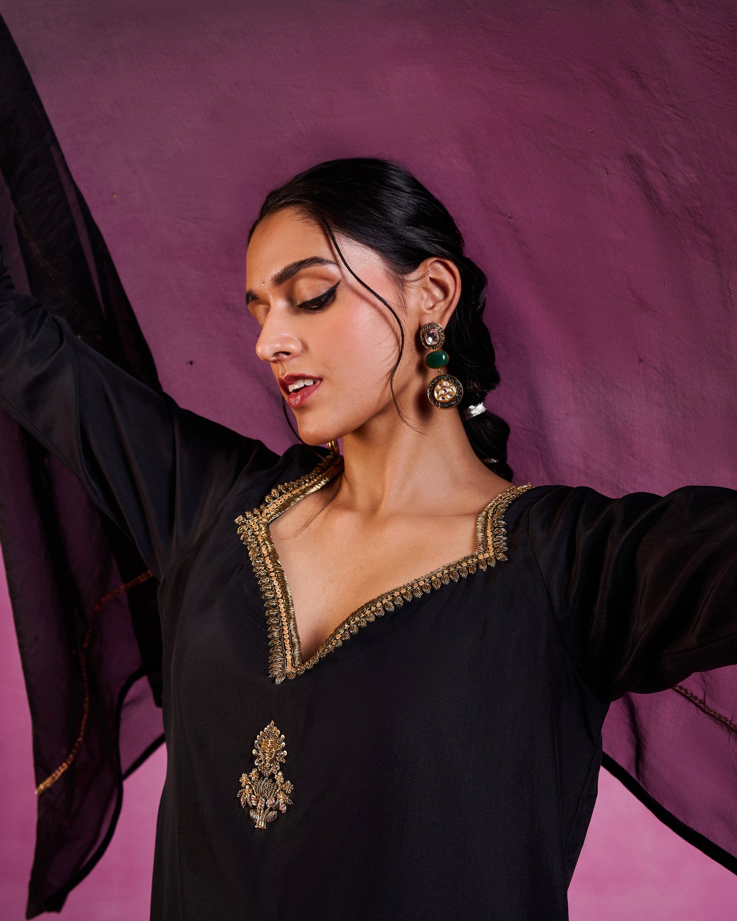 The Eternal Black-Ebony A-Line Kurta set