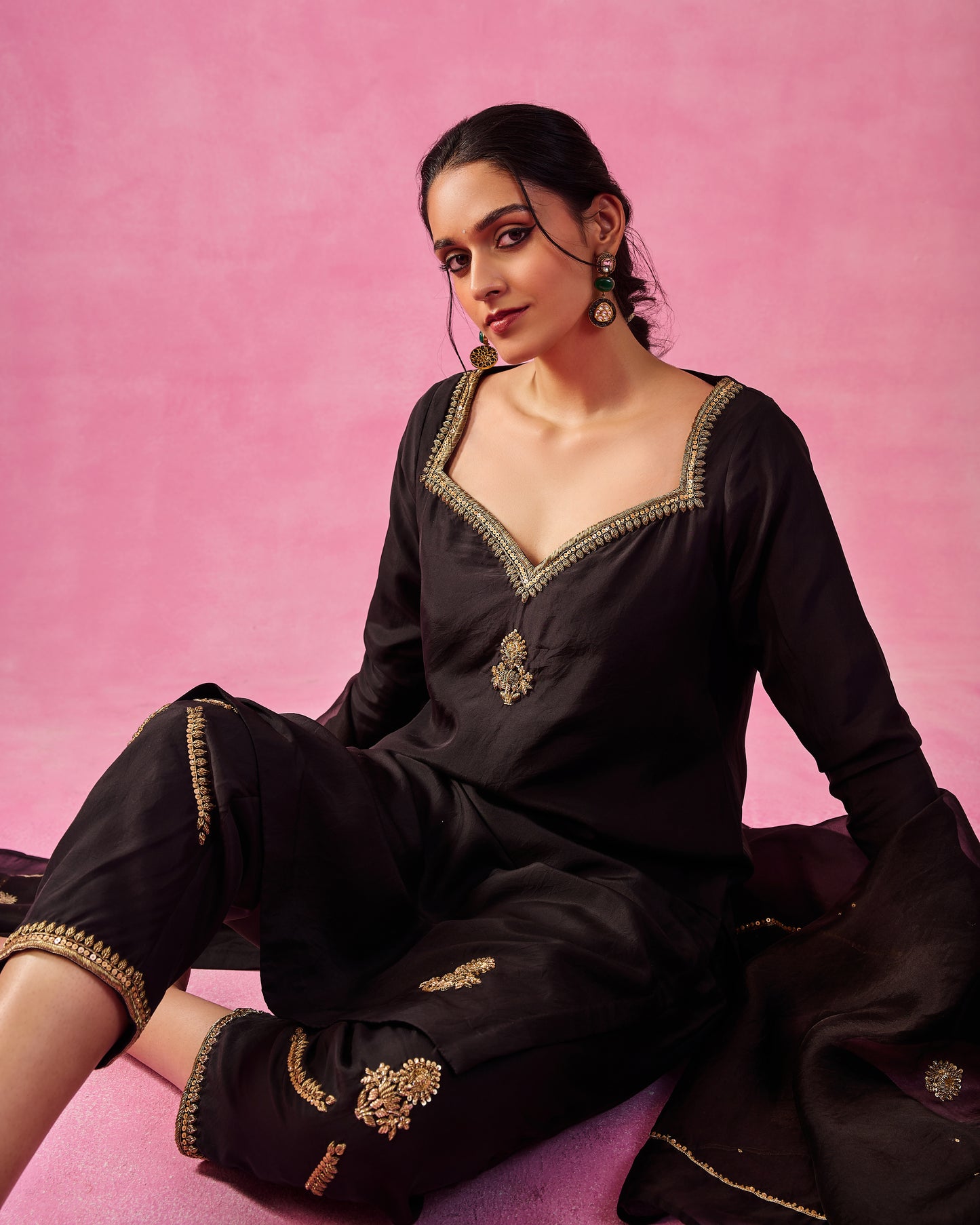 The Eternal Black-Ebony A-Line Kurta set