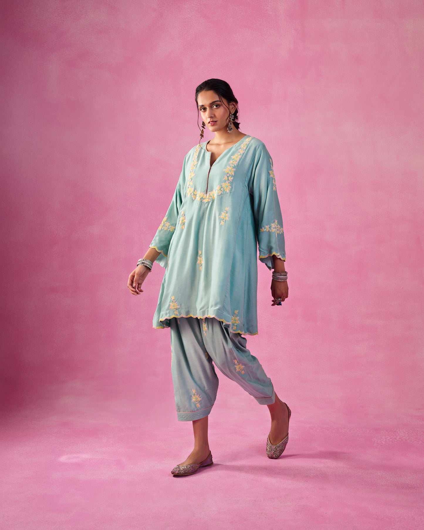 The Ethereal Blue Flared Kurta & Salwar Set