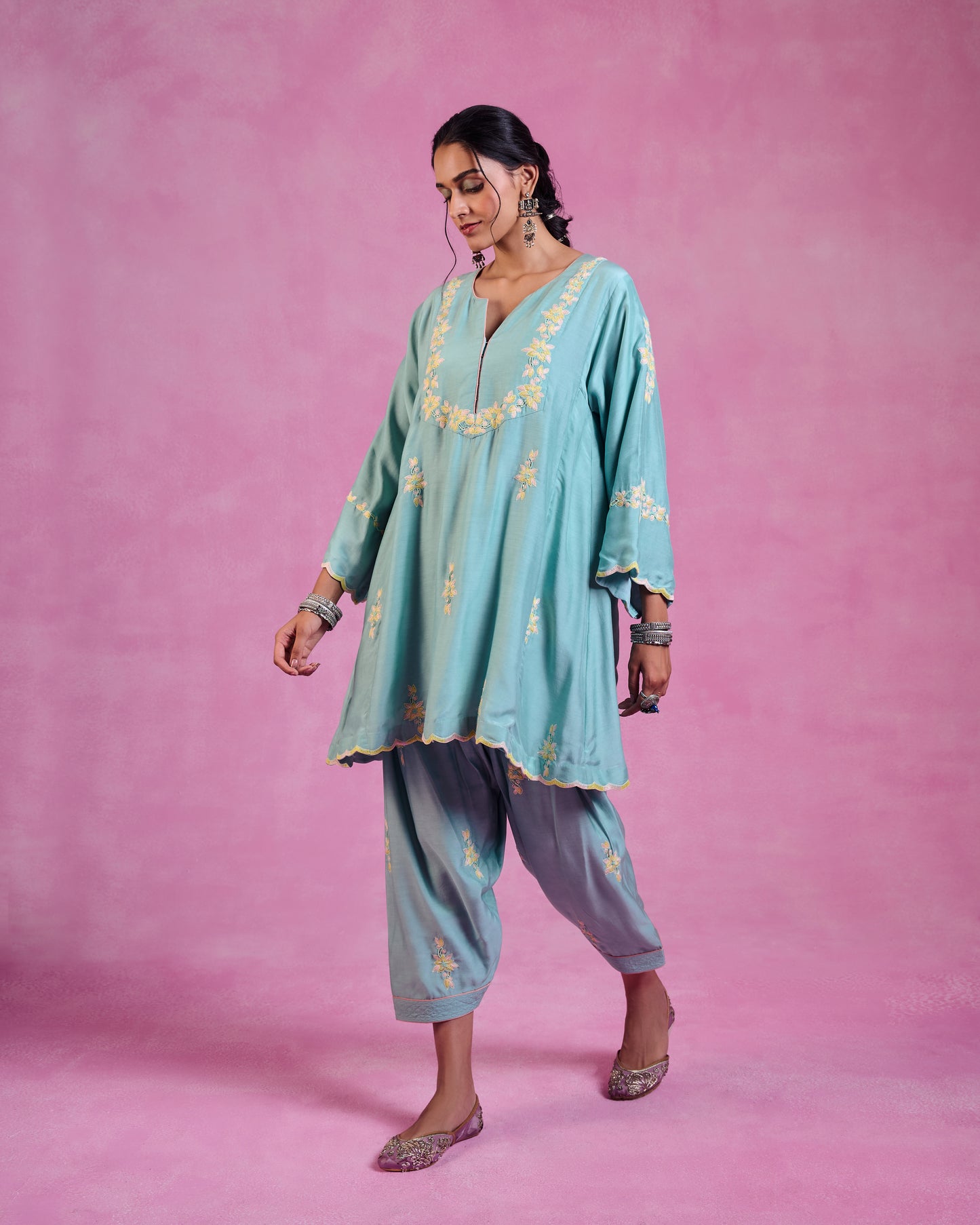 The Ethereal Blue Flared Kurta & Salwar Set