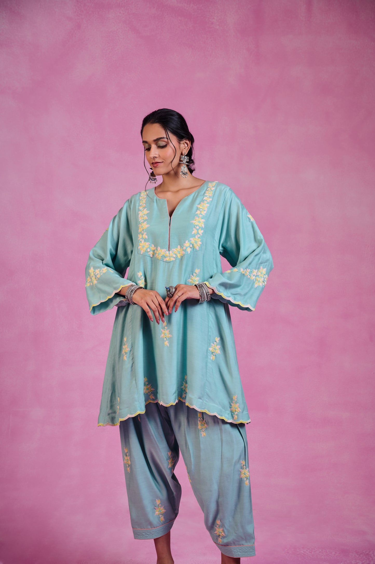 The Ethereal Blue Flared Kurta & Salwar Set