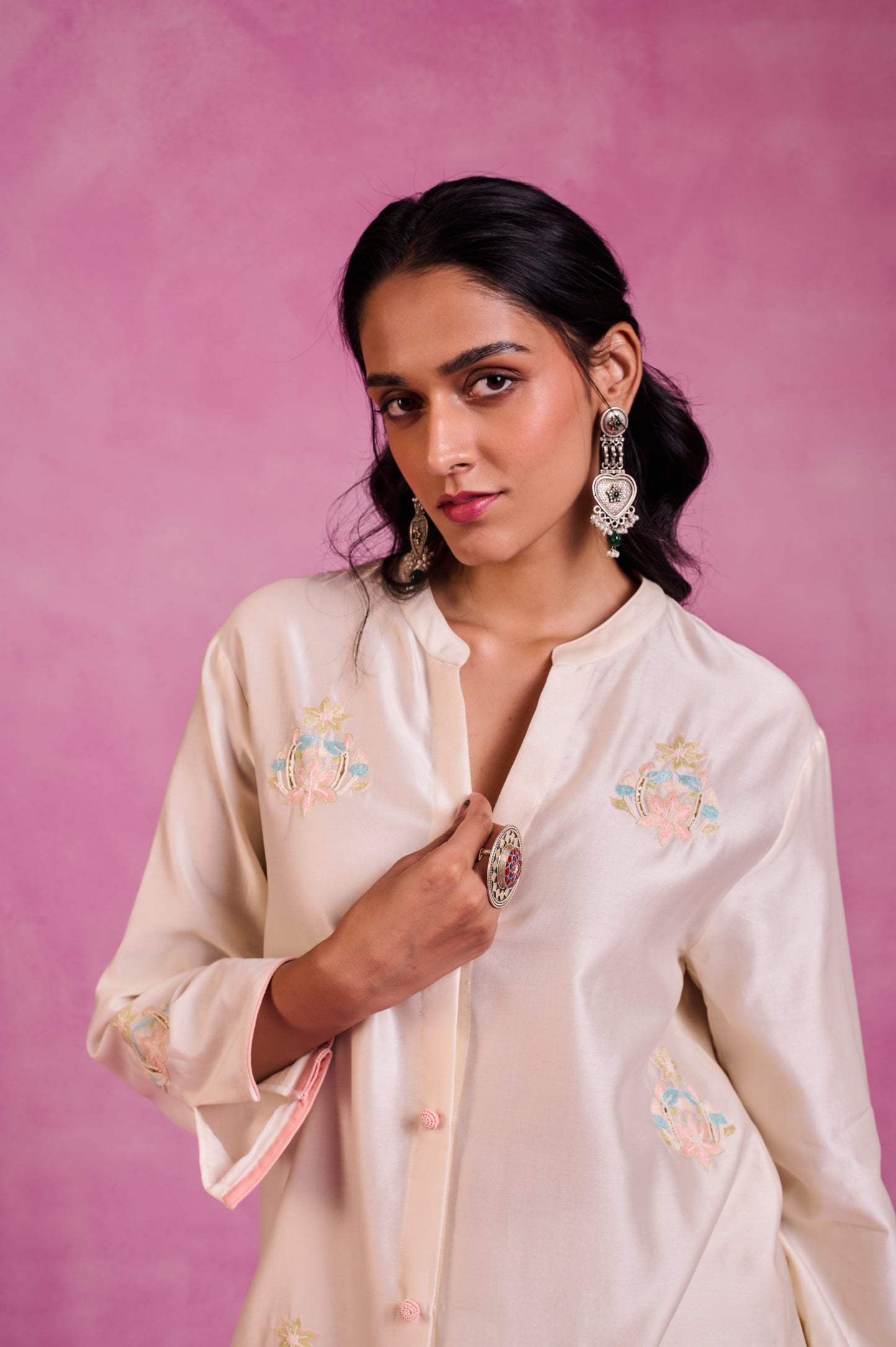 The Ethereal Ivory Button Down Shirt Set