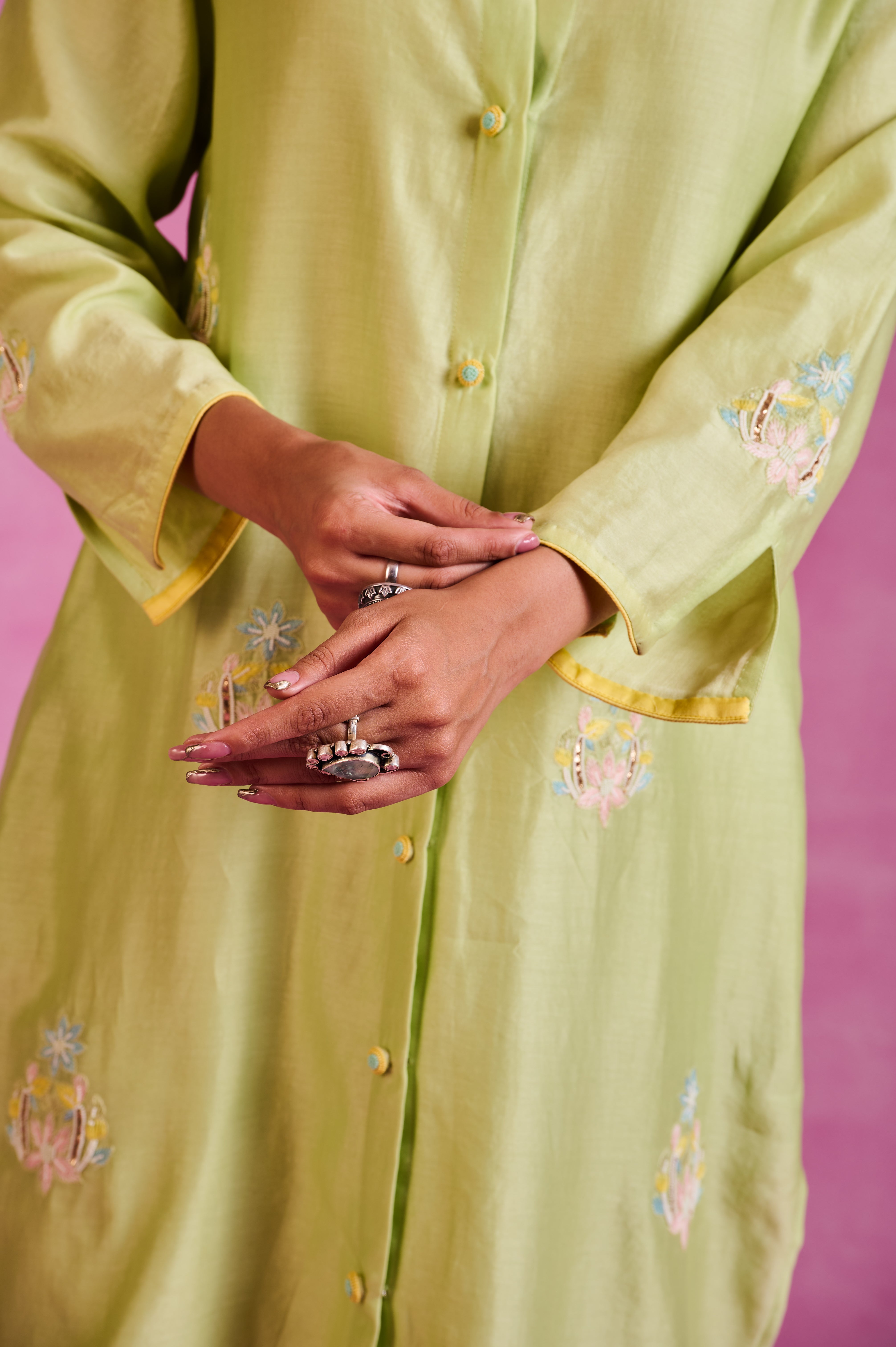 The Ethereal Matcha Green Button Down Shirt Set