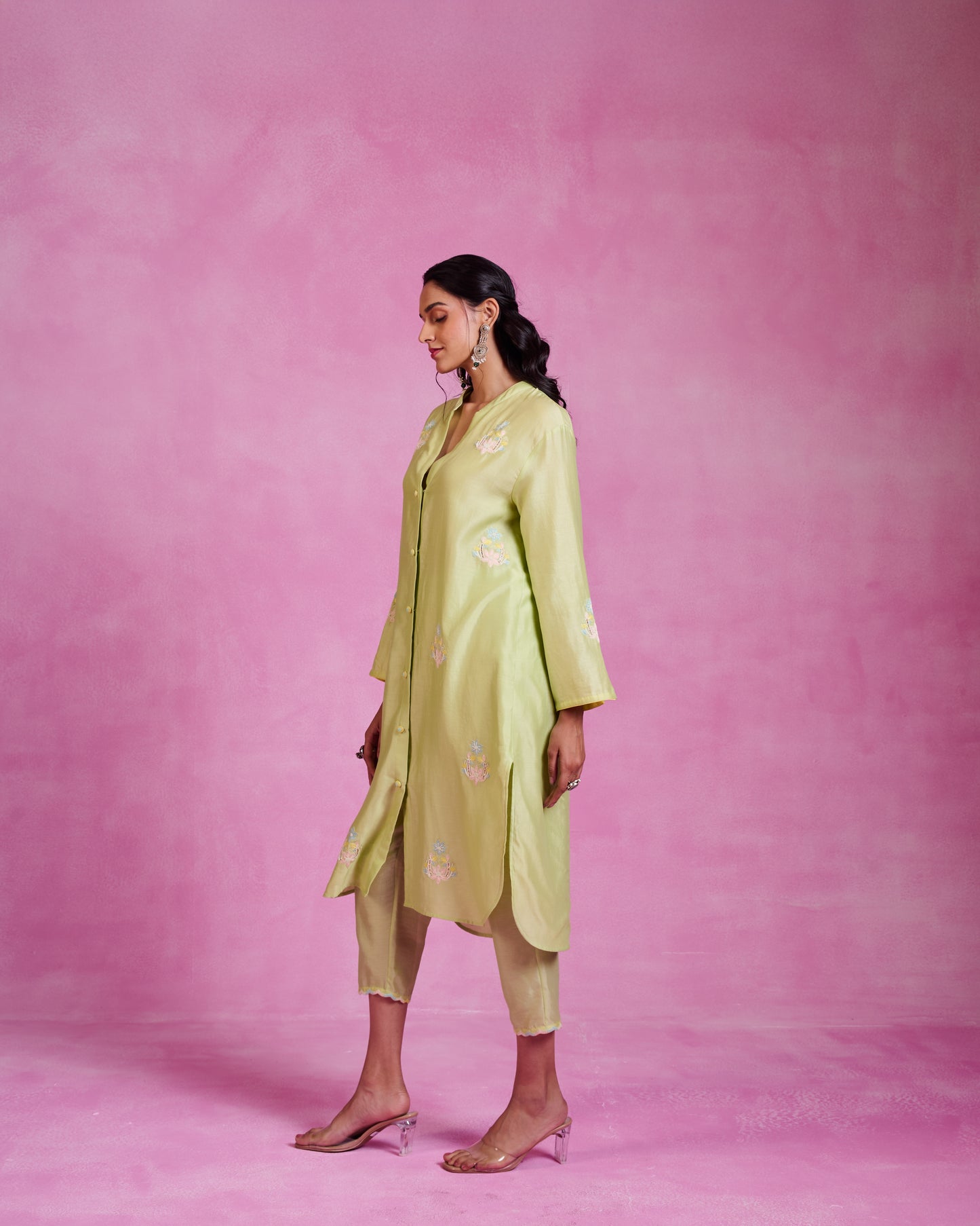 The Ethereal Matcha Green Button Down Shirt Set