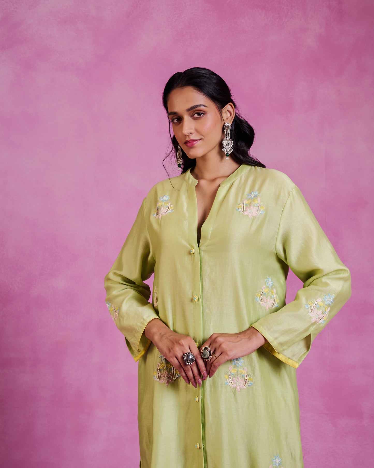 The Ethereal Matcha Green Button Down Shirt Set