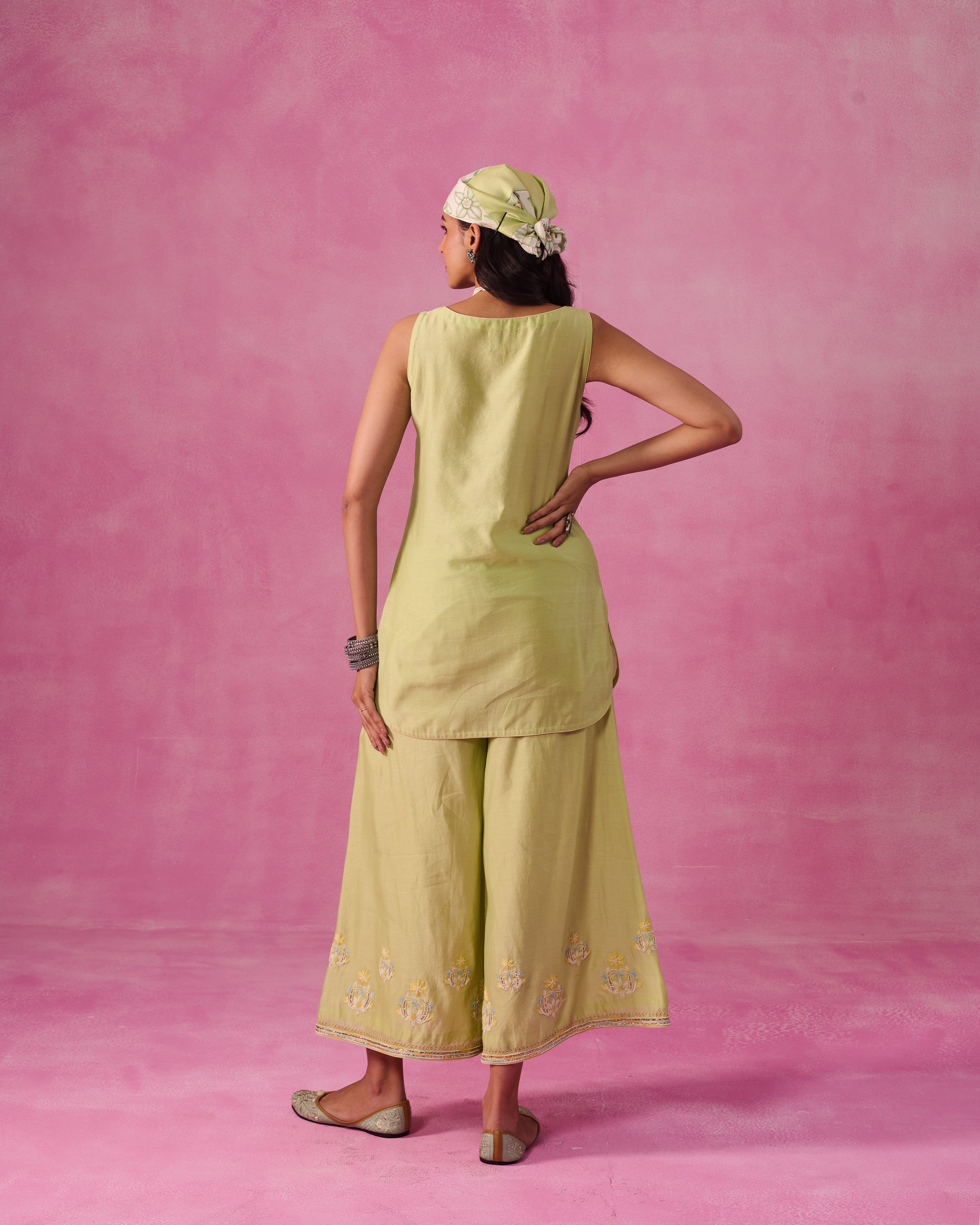 The Ethereal Matcha Green Curved Kurta Set
