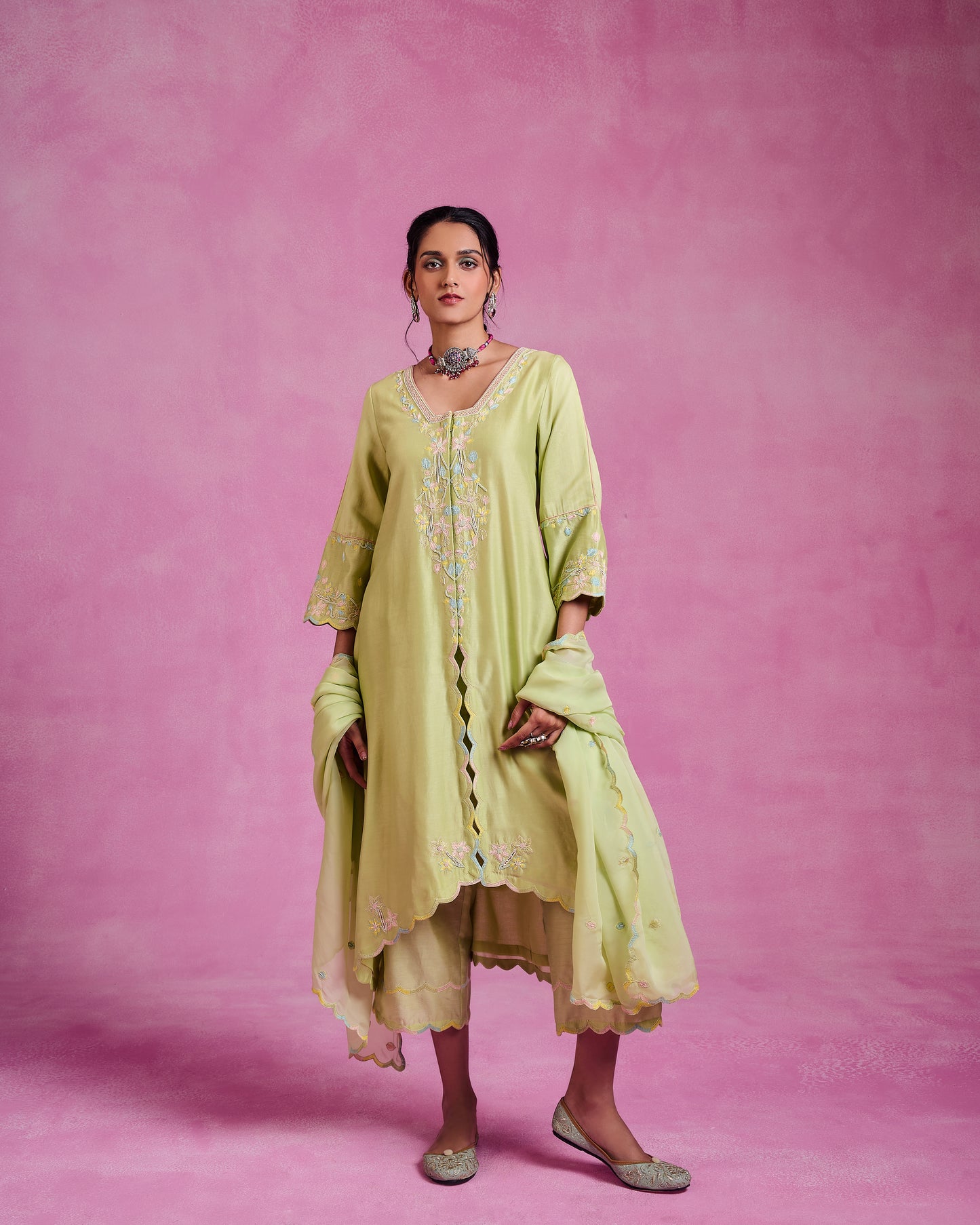 The Ethereal Matcha Green Flowy Suit Set
