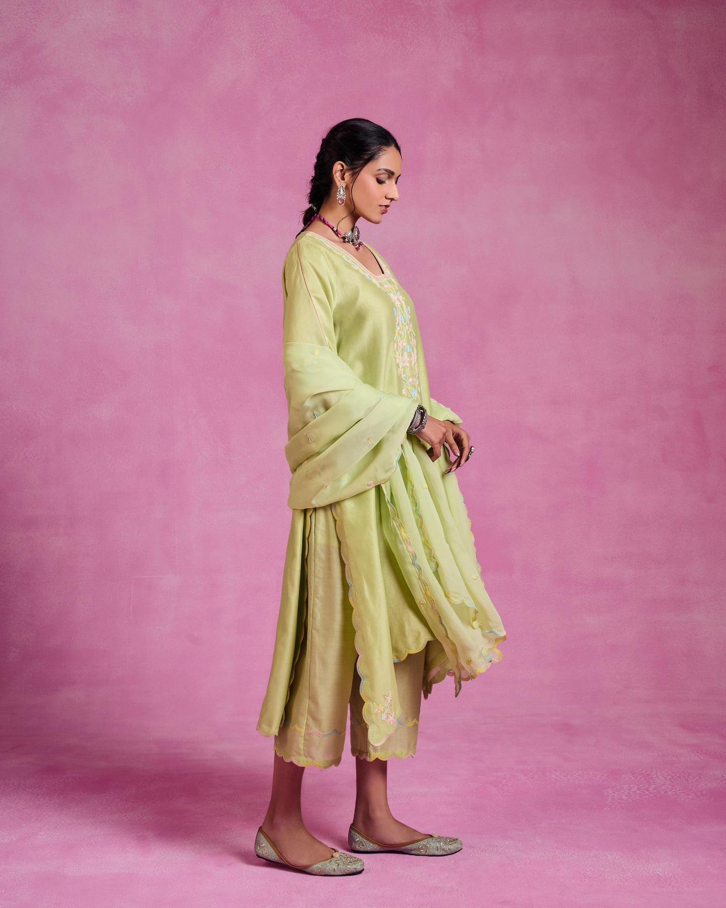 The Ethereal Matcha Green Flowy Suit Set