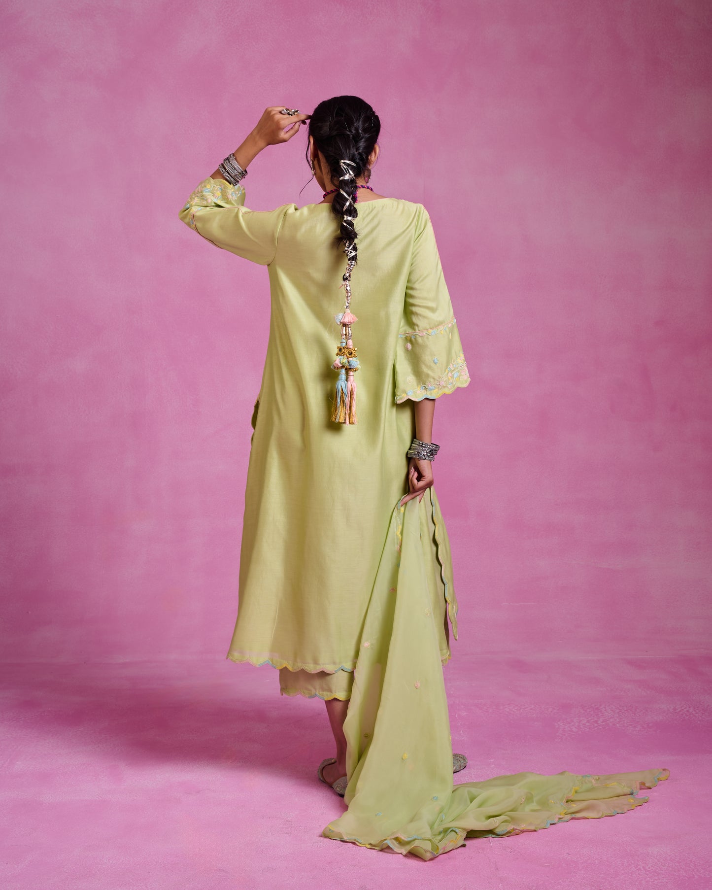The Ethereal Matcha Green Flowy Suit Set