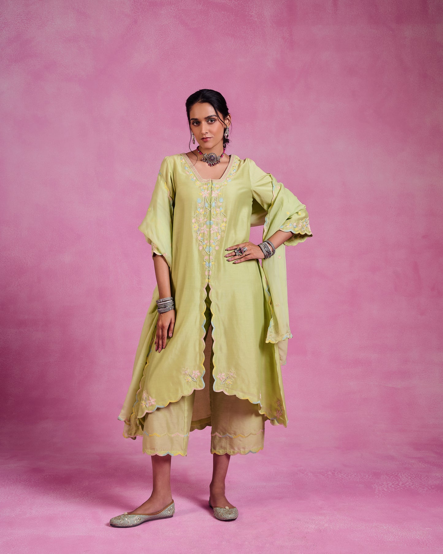 The Ethereal Matcha Green Flowy Suit Set