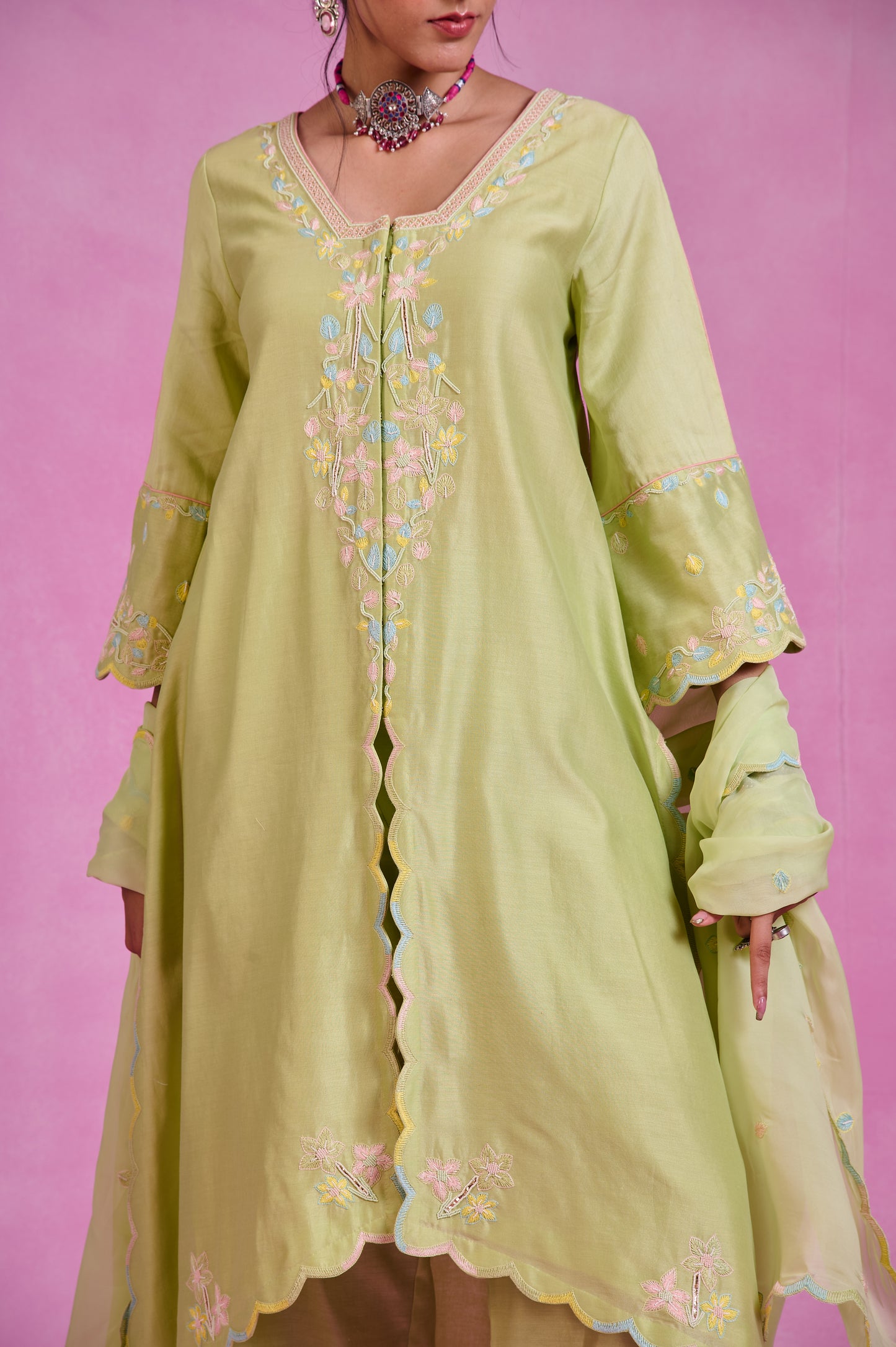 The Ethereal Matcha Green Flowy Suit Set