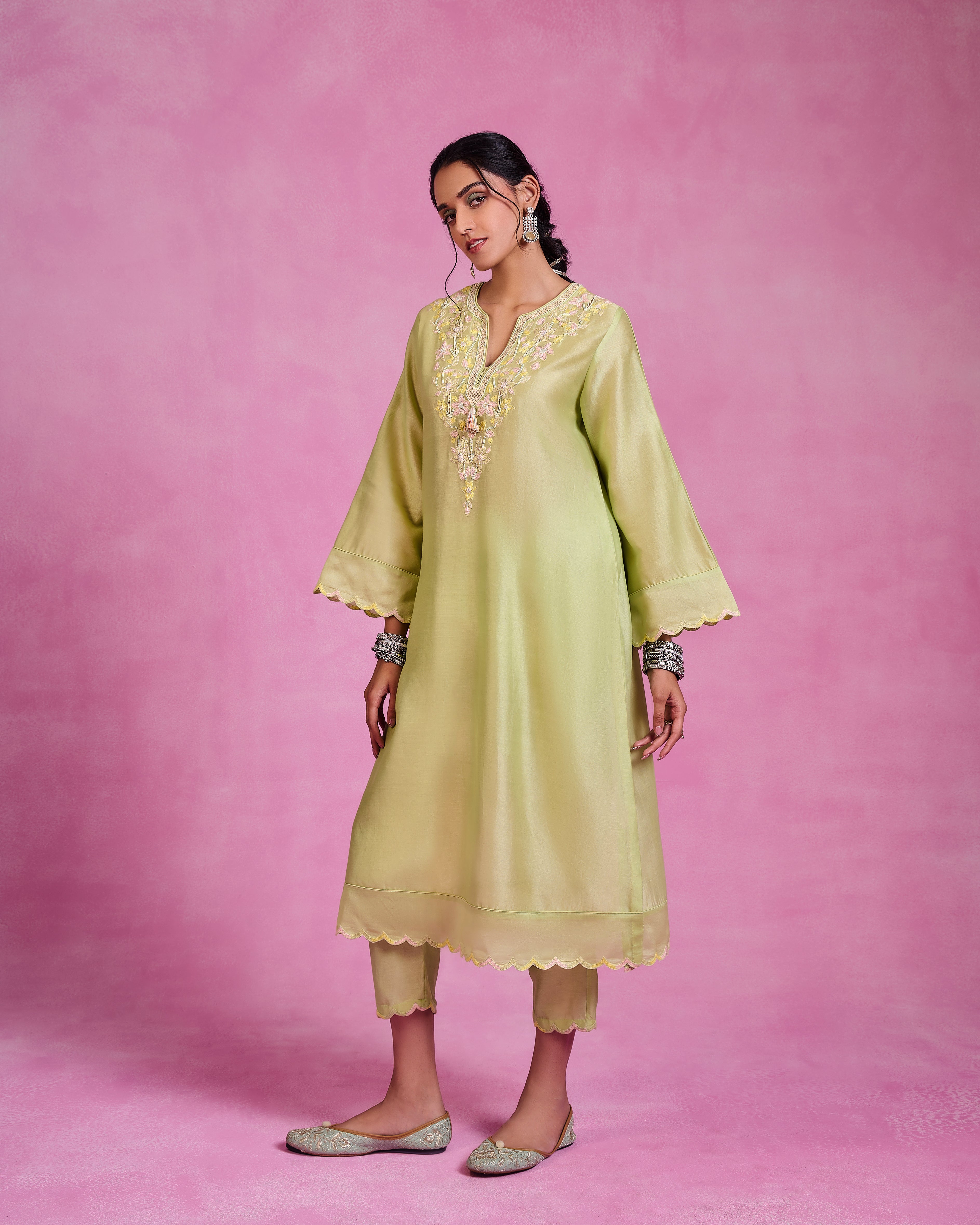 The Ethereal Matcha Green Kaftan Style Kurta Set