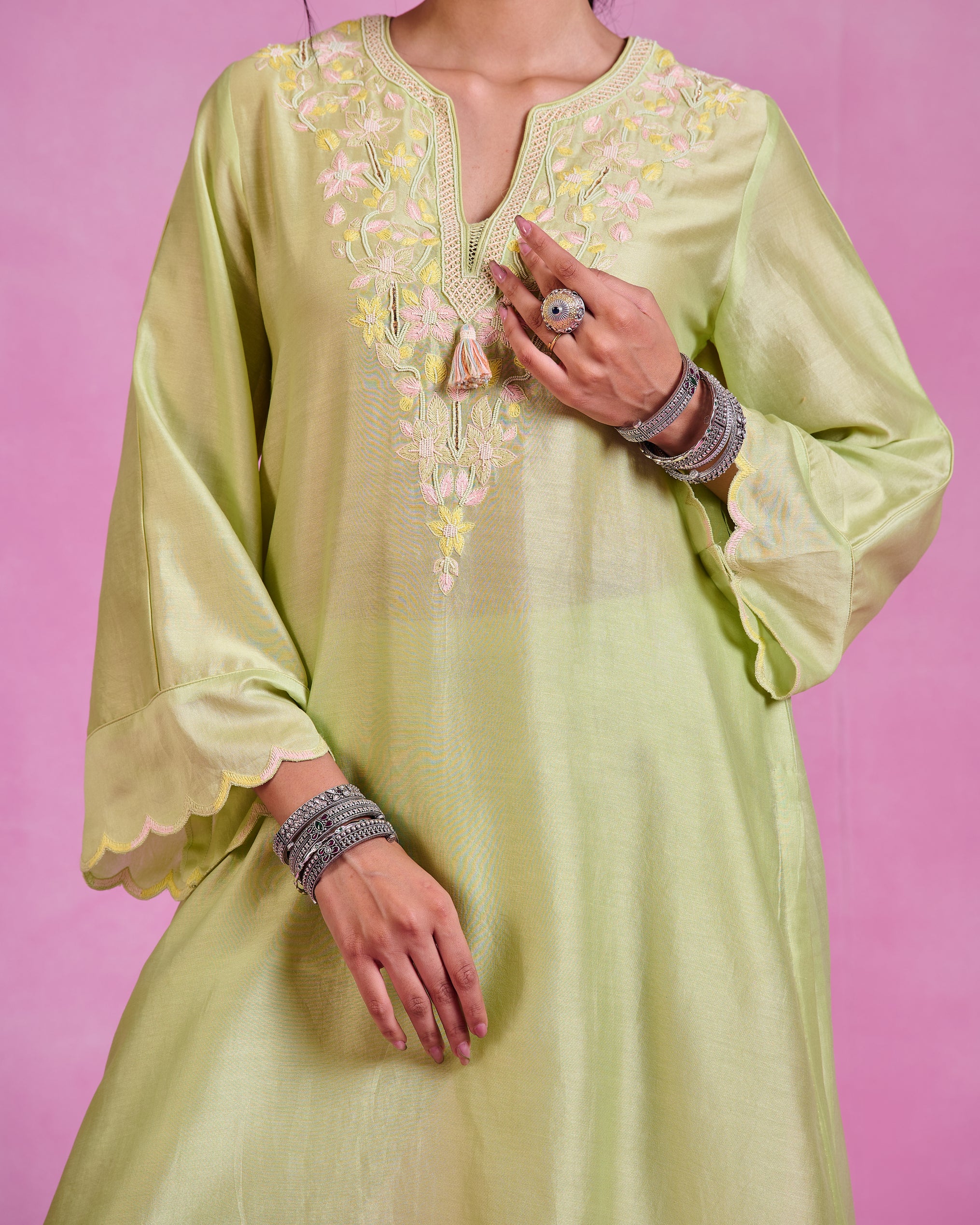 The Ethereal Matcha Green Kaftan Style Kurta Set