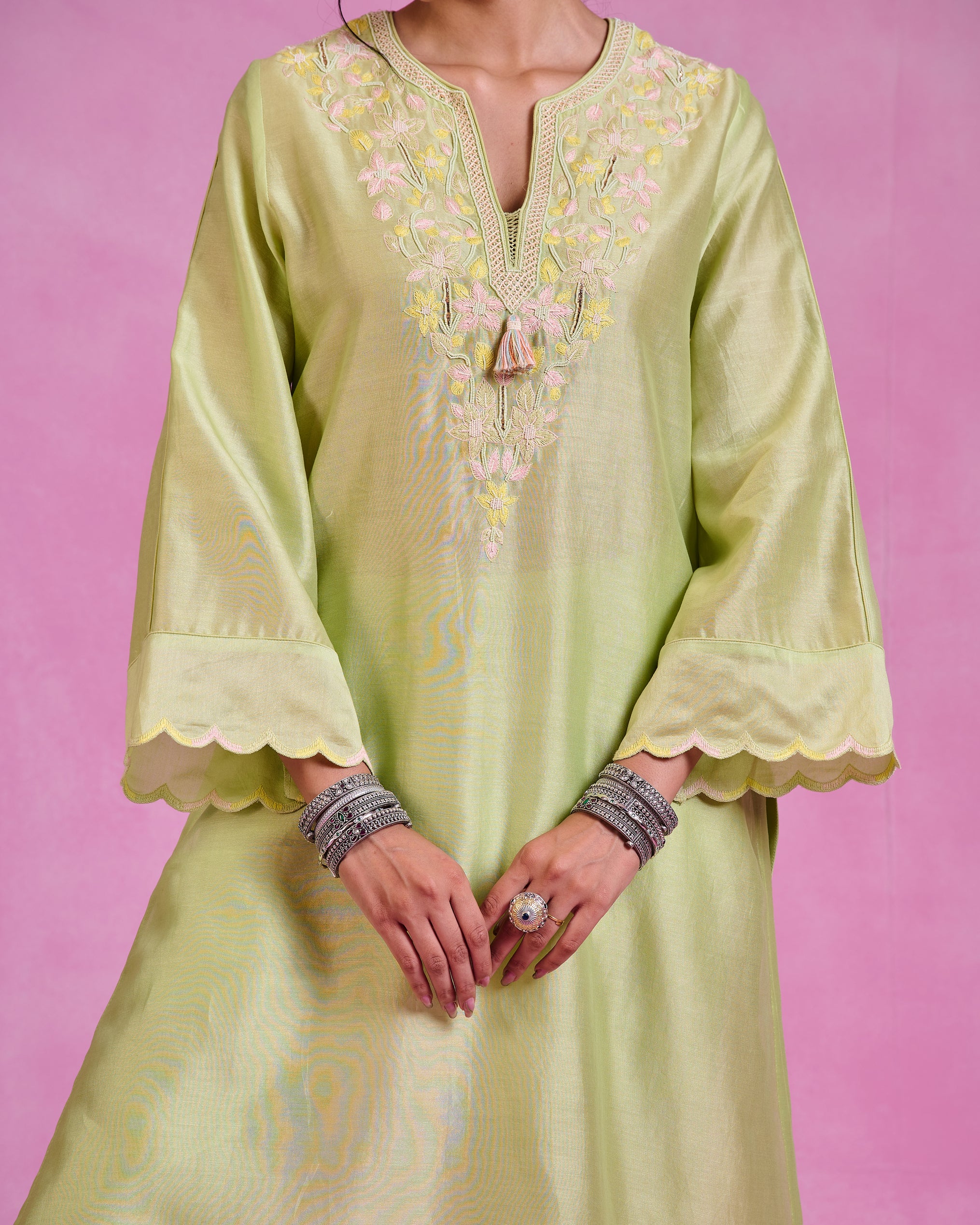 The Ethereal Matcha Green Kaftan Style Kurta Set