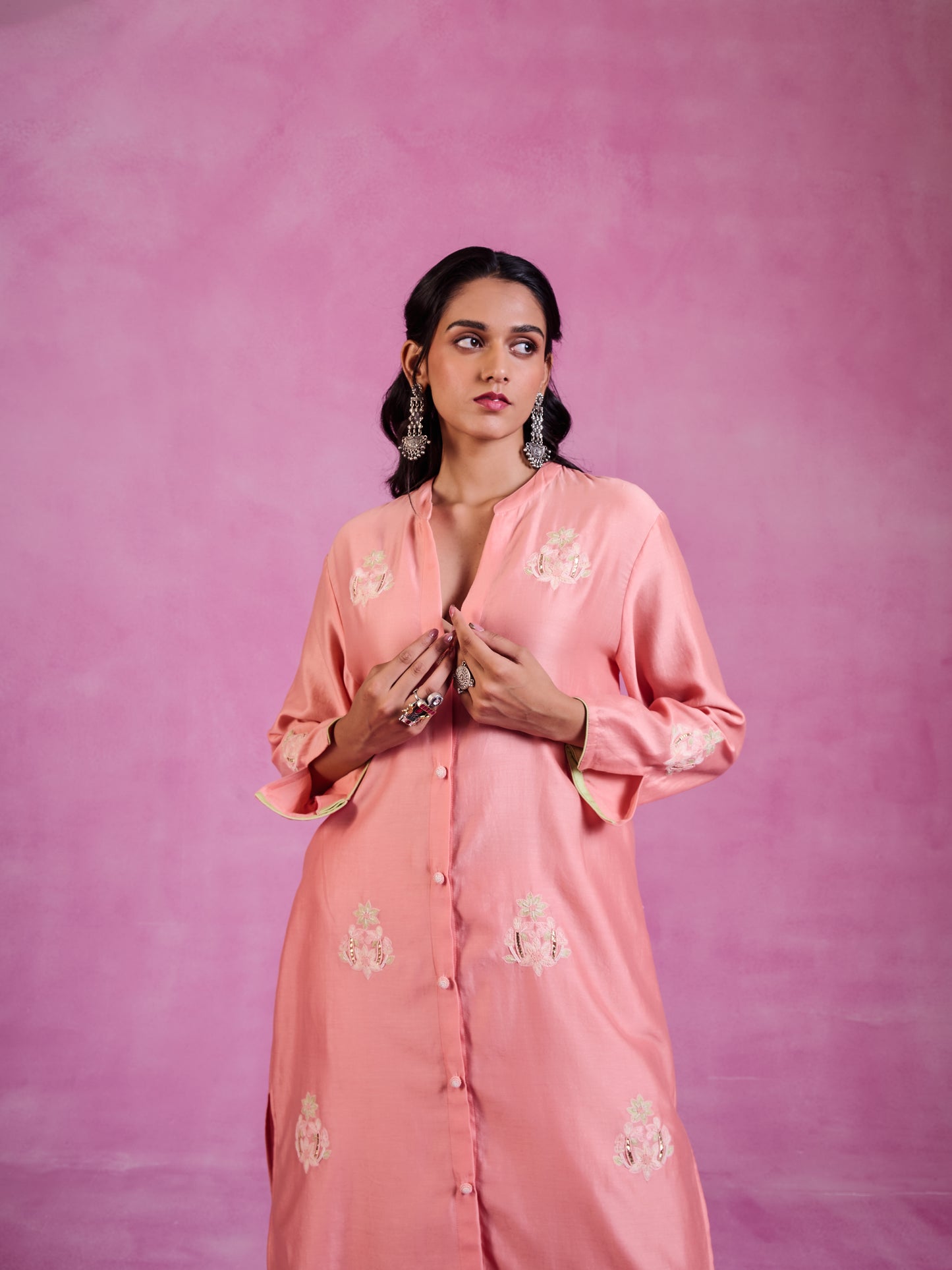 The Ethereal Pink Button Down Shirt Set