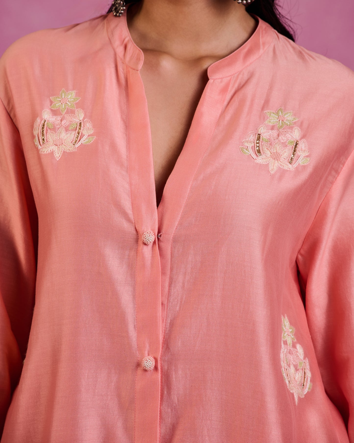 The Ethereal Pink Button Down Shirt Set