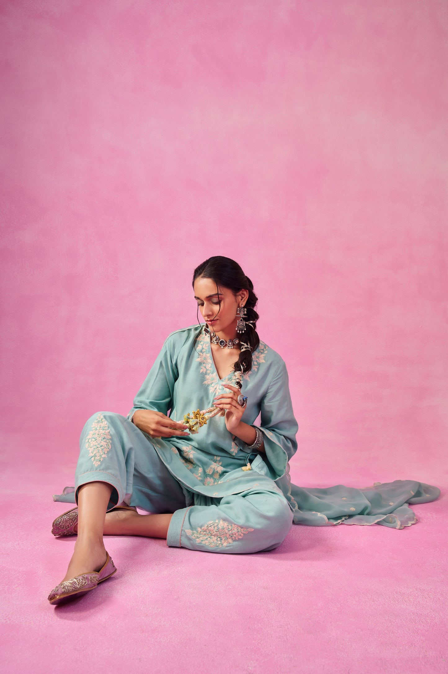 The Ethereal Blue Short- Kurta & Salwar Set