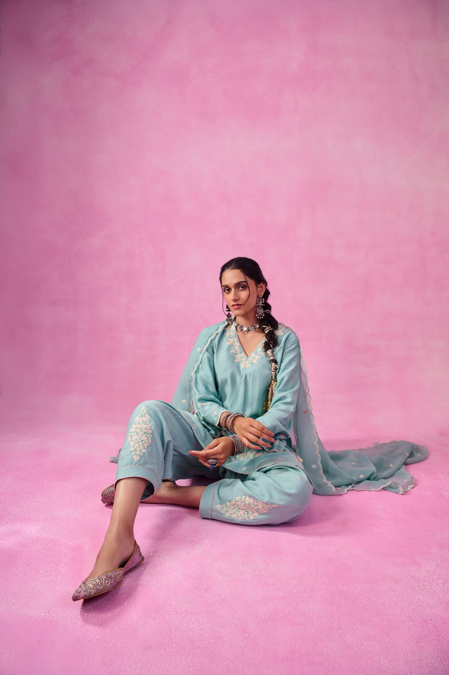 The Ethereal Blue Short- Kurta & Salwar Set