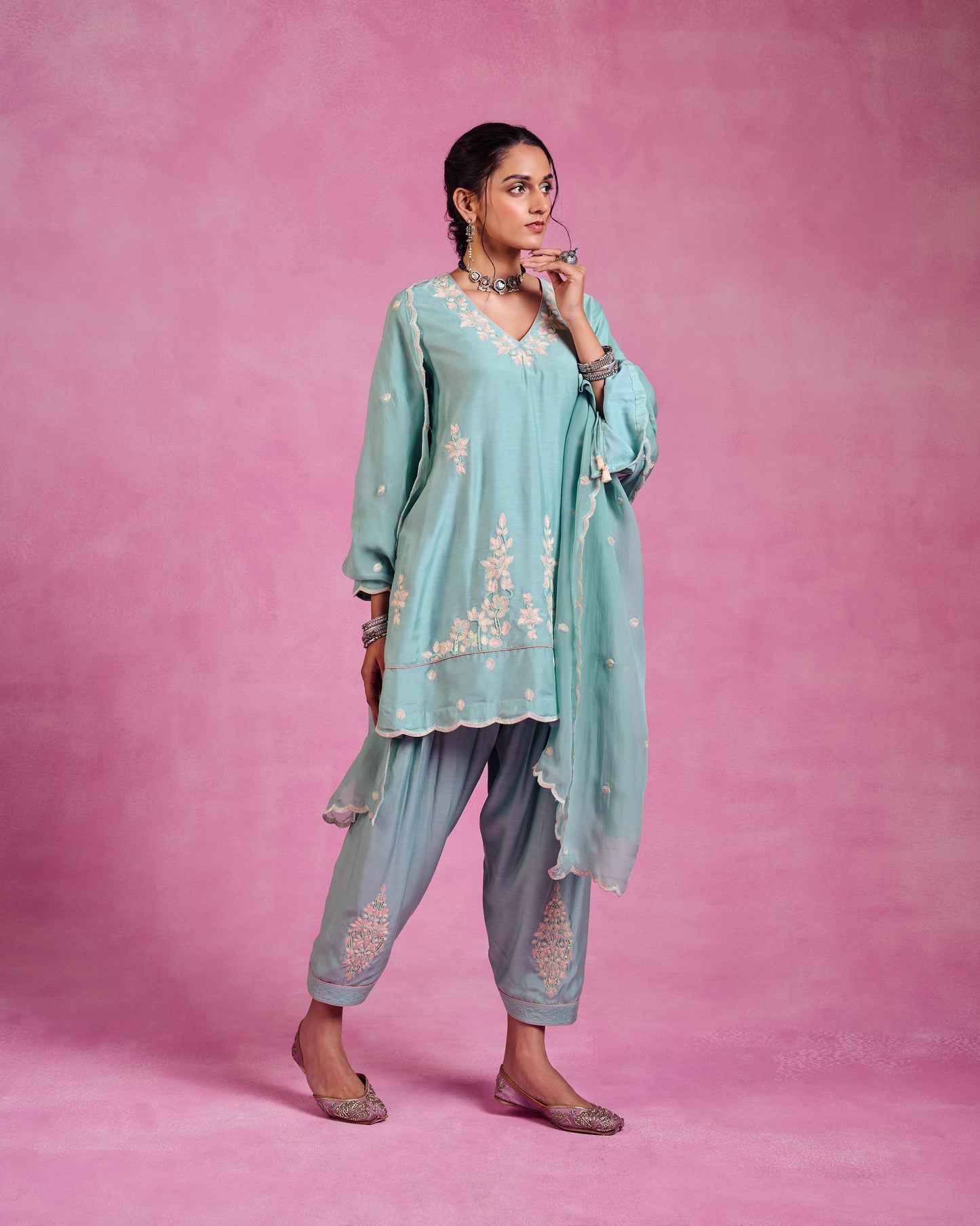The Ethereal Blue Short- Kurta & Salwar Set