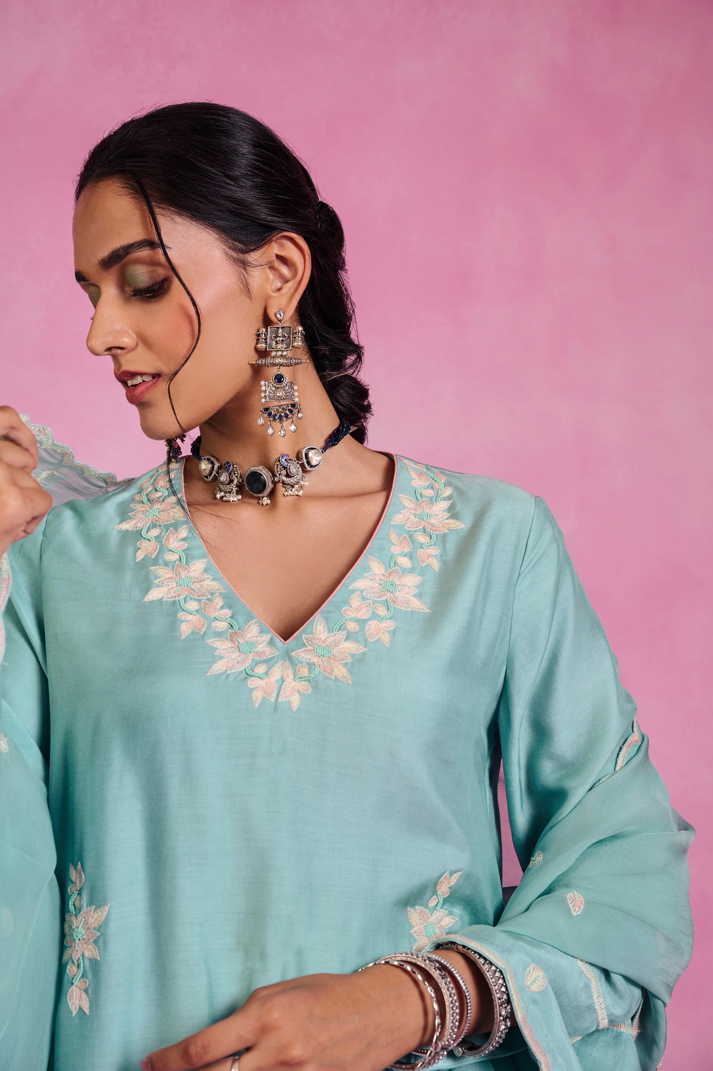 The Ethereal Blue Short- Kurta & Salwar Set