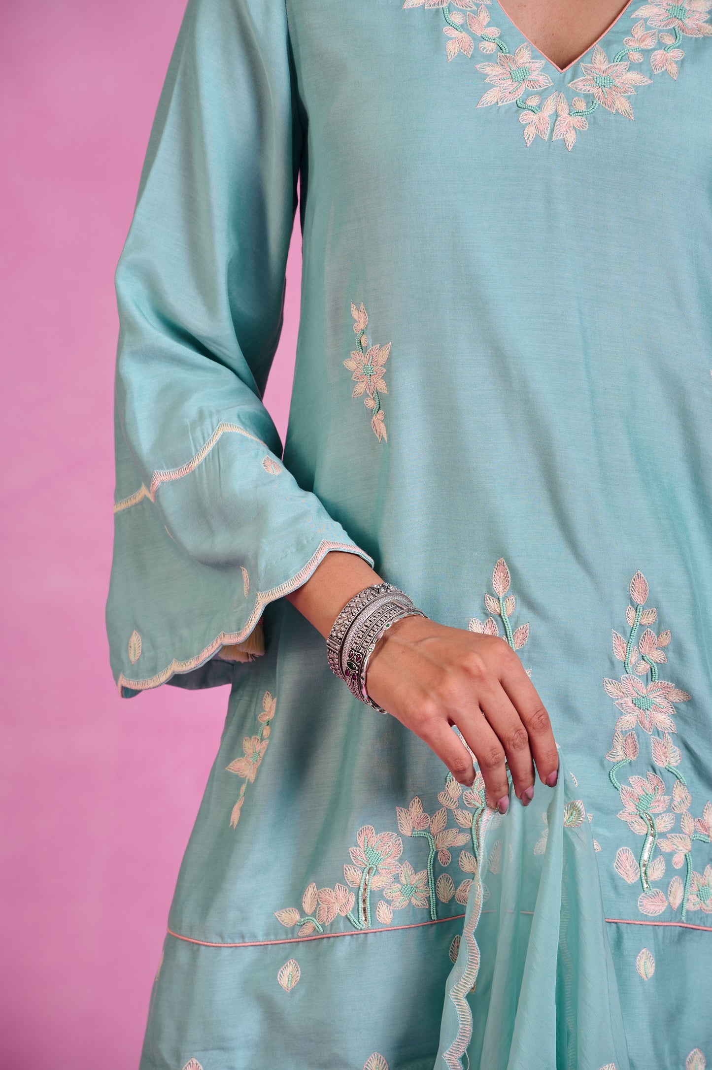 The Ethereal Blue Short- Kurta & Salwar Set