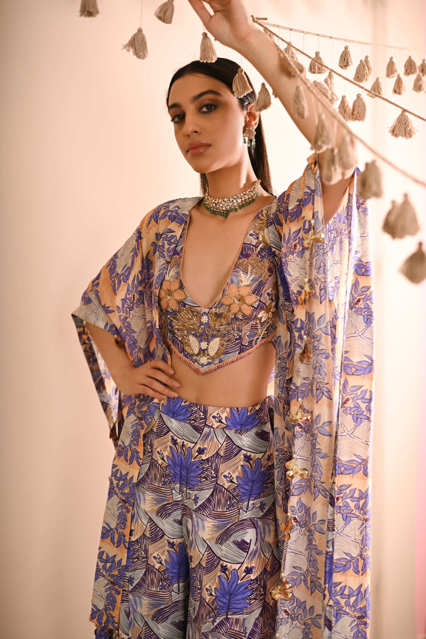The Mahogany Cape & Sharara Set