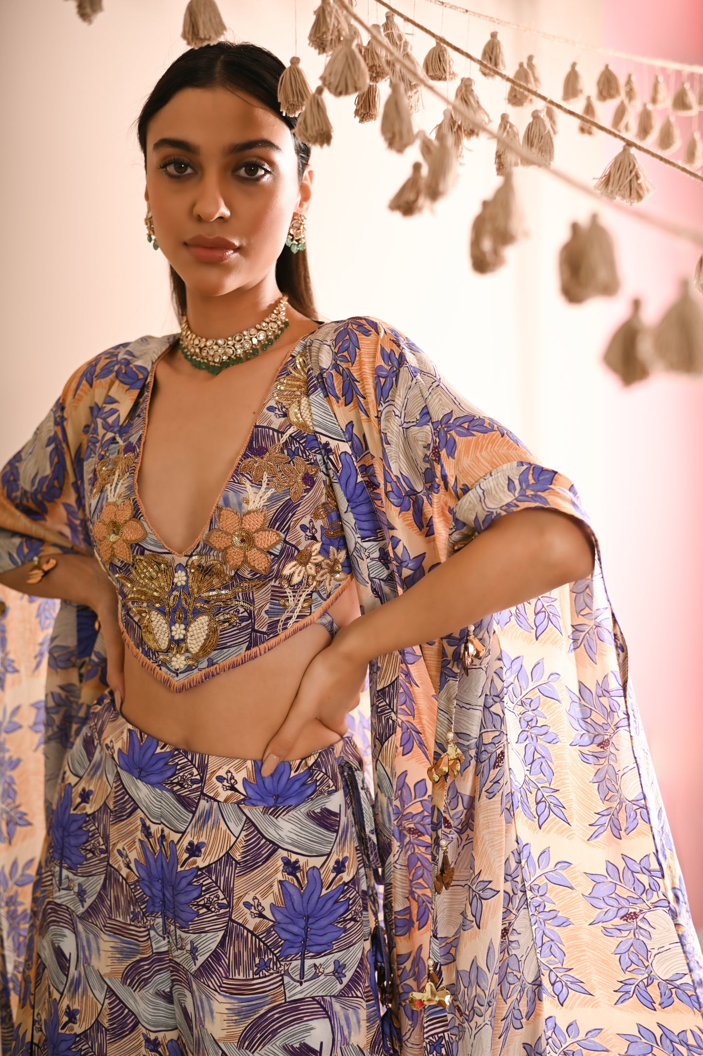 The Mahogany Cape & Sharara Set