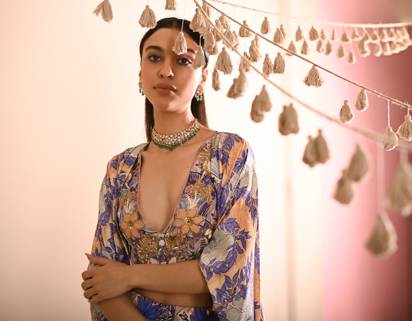The Mahogany Cape & Sharara Set
