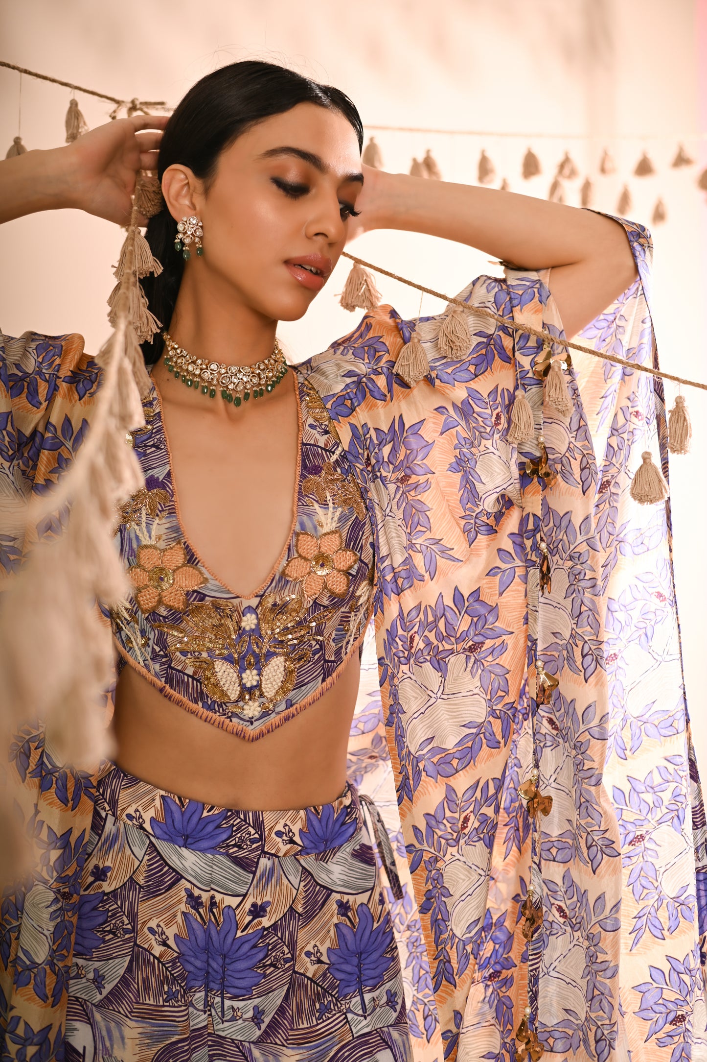 The Mahogany Cape & Sharara Set