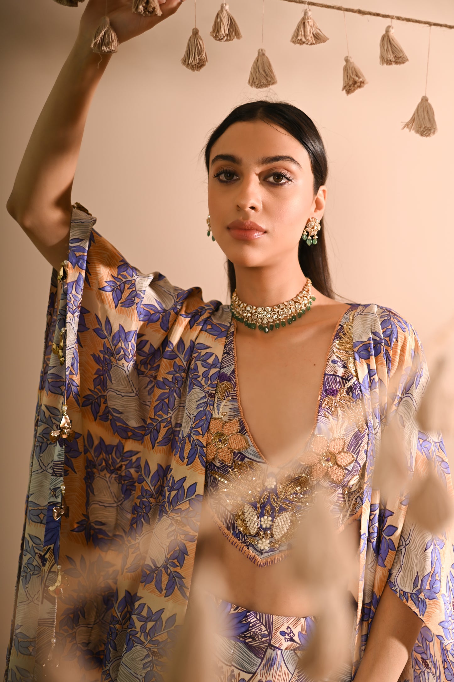 The Mahogany Cape & Sharara Set