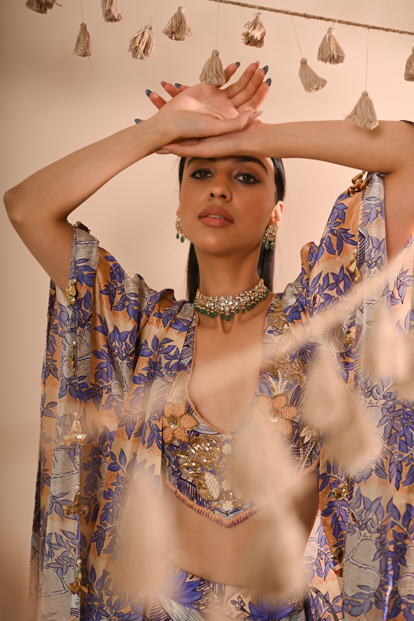 The Mahogany Cape & Sharara Set