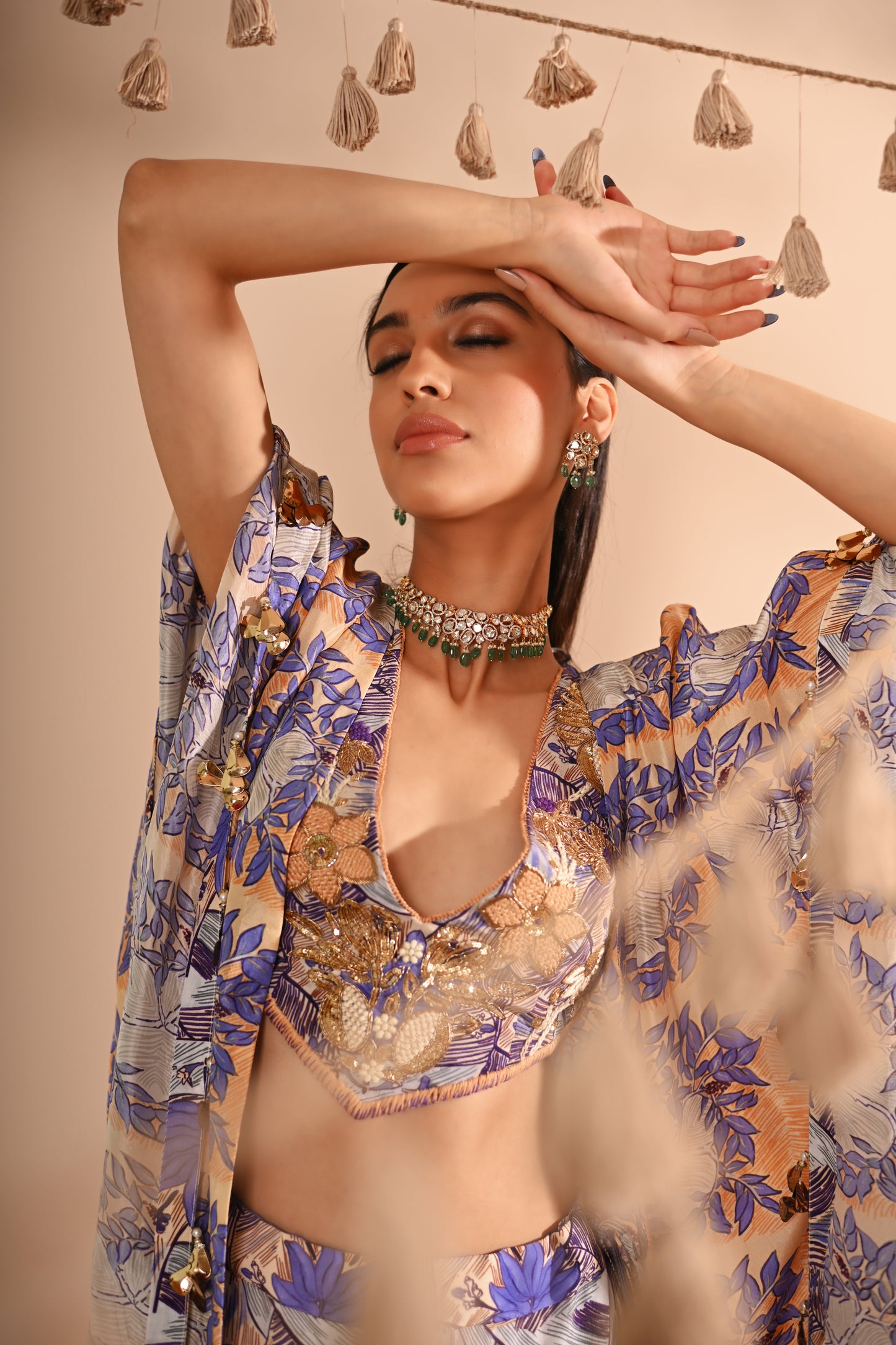 The Mahogany Cape & Sharara Set
